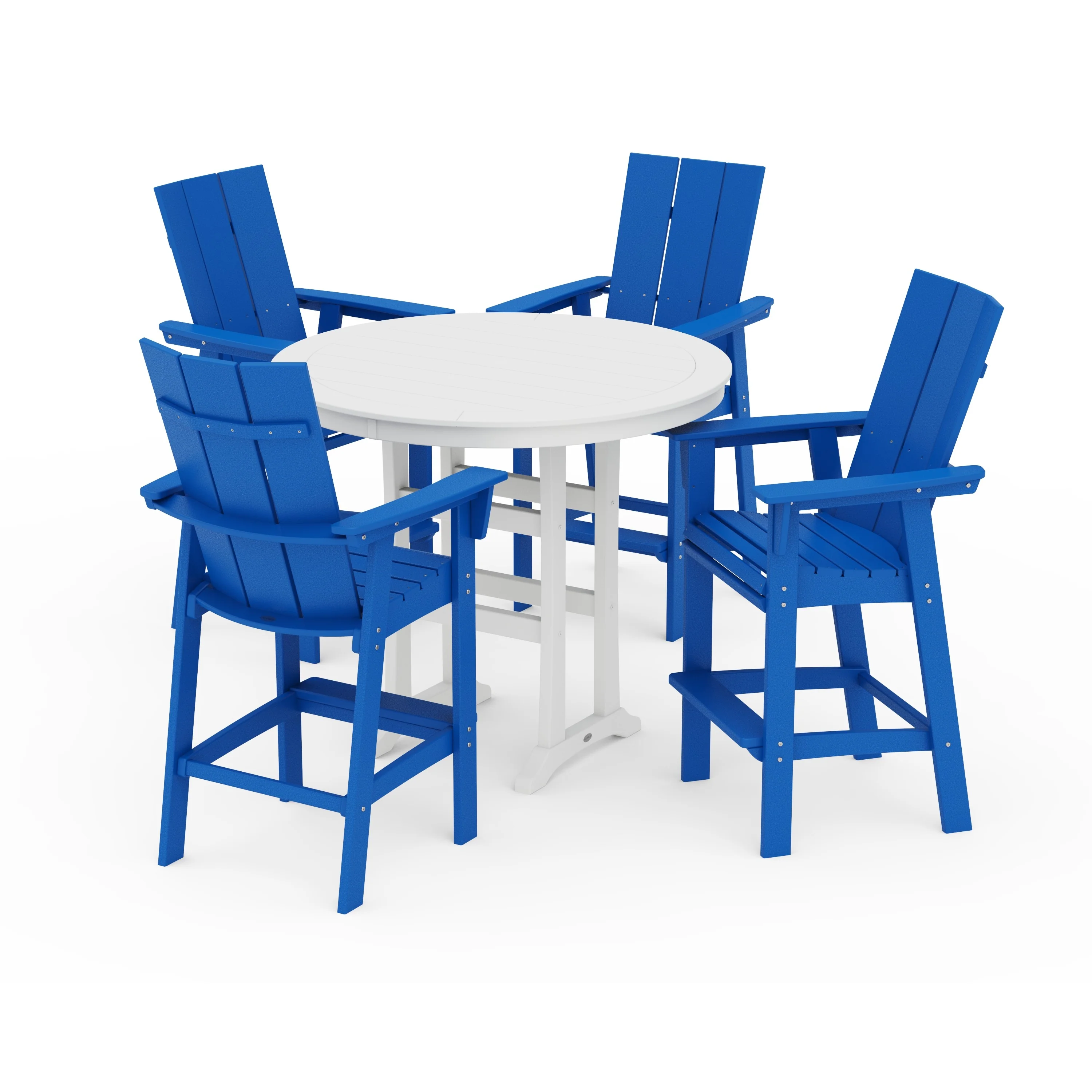 Modern Curveback Adirondack 5-Piece Nautical Trestle Bar Set - Image 10