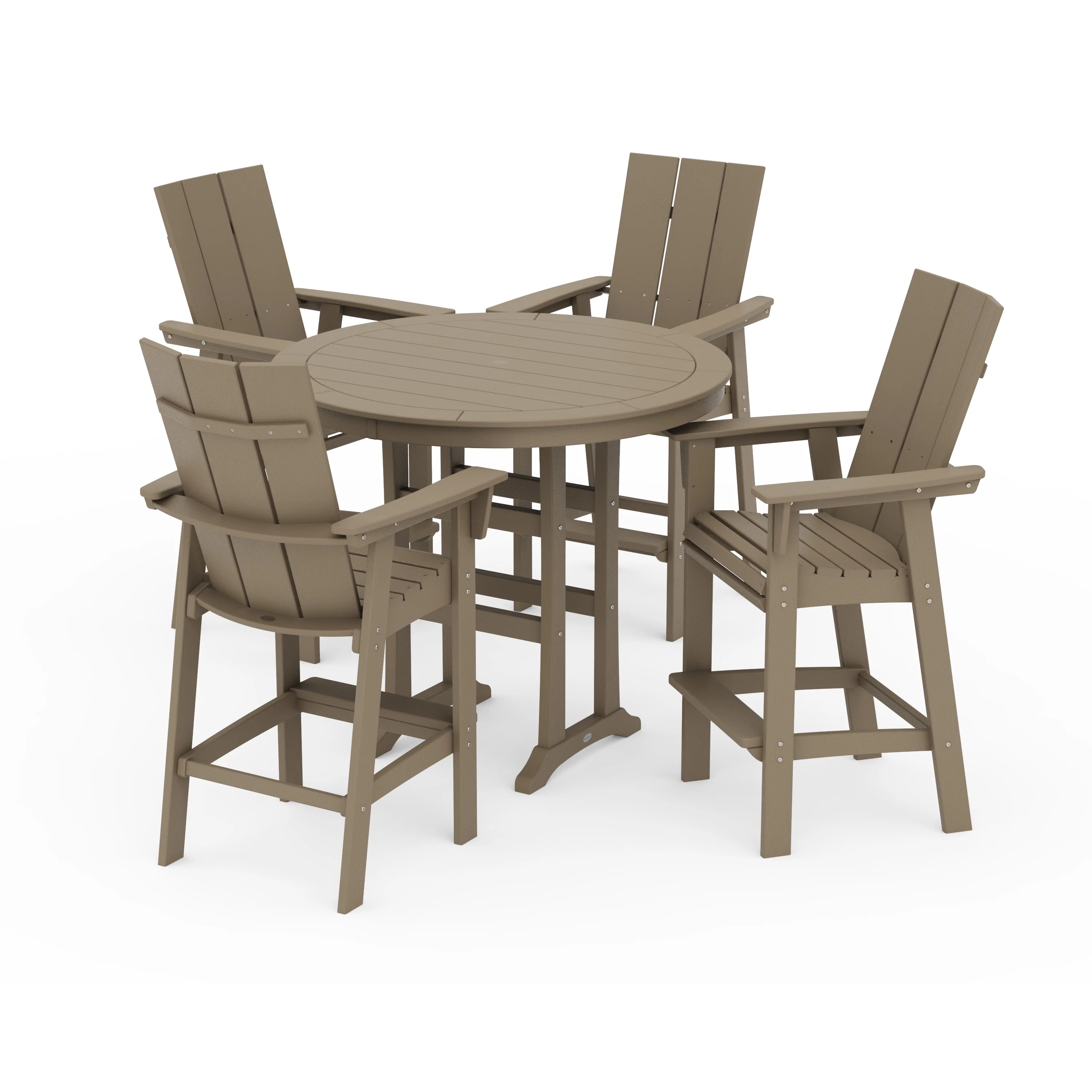 Modern Curveback Adirondack 5-Piece Nautical Trestle Bar Set - Image 21
