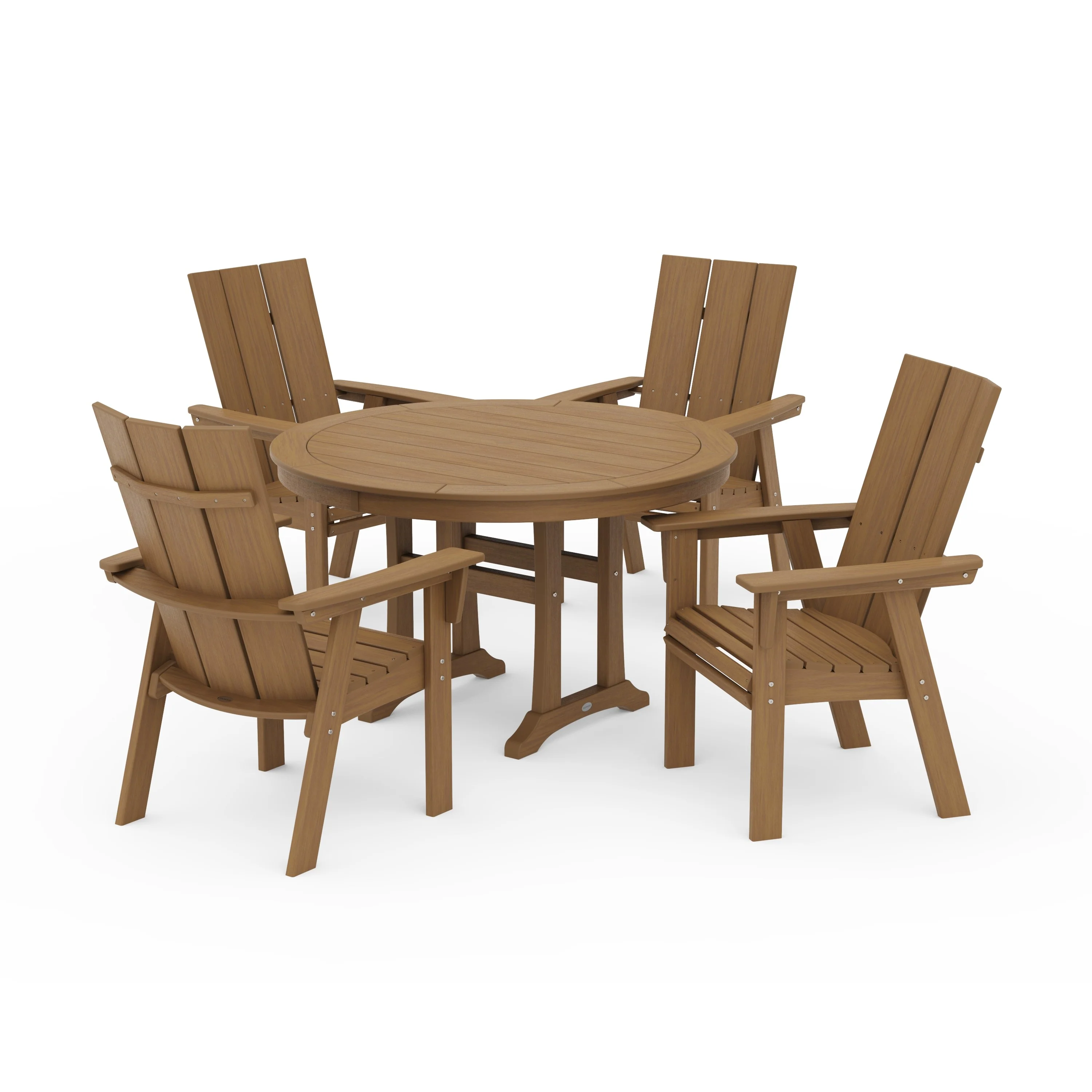 Modern Curveback Adirondack 5-Piece Nautical Trestle Dining Set - Image 20