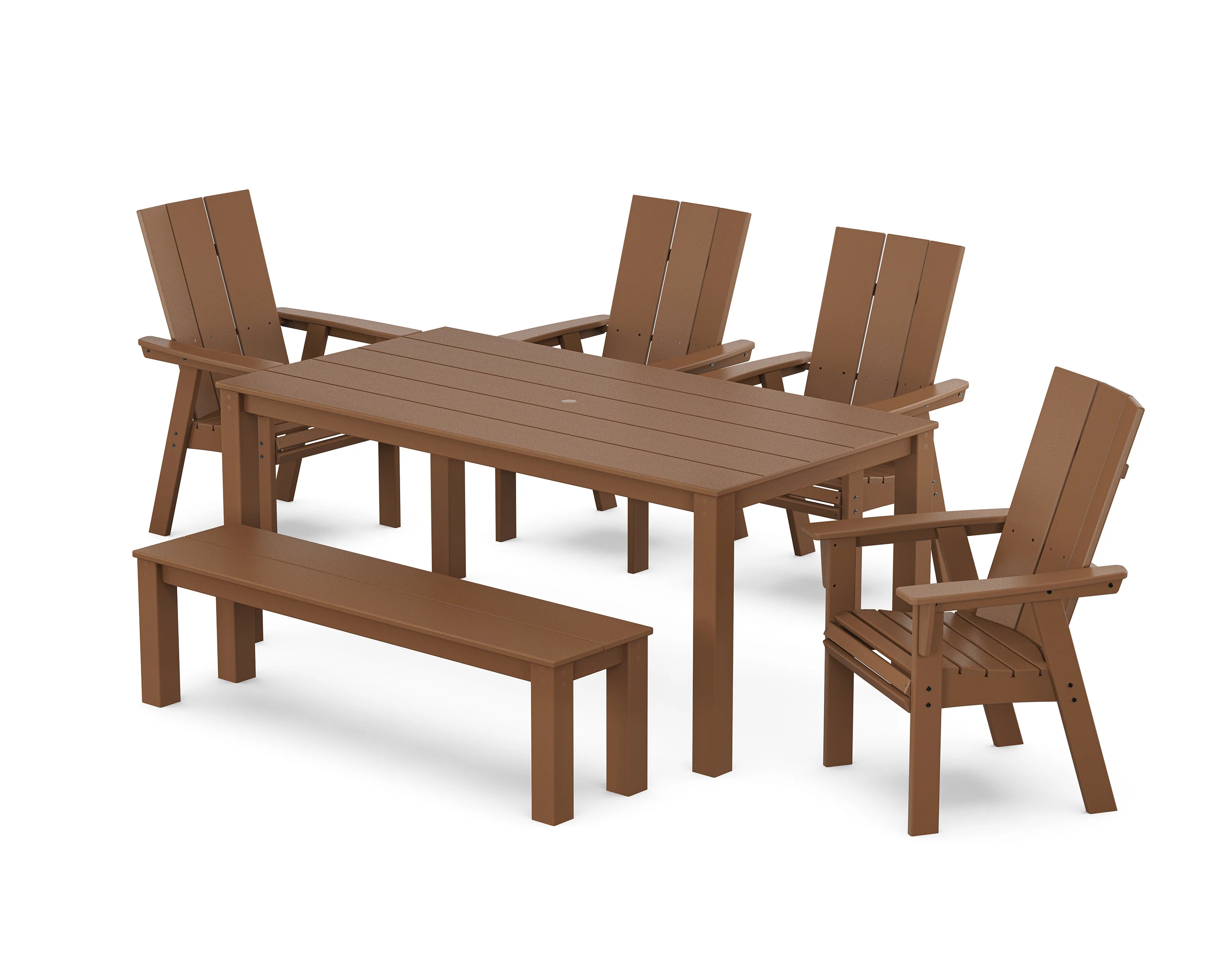 Modern Curveback Adirondack 6-Piece Parsons Dining Set with Bench - Image 6