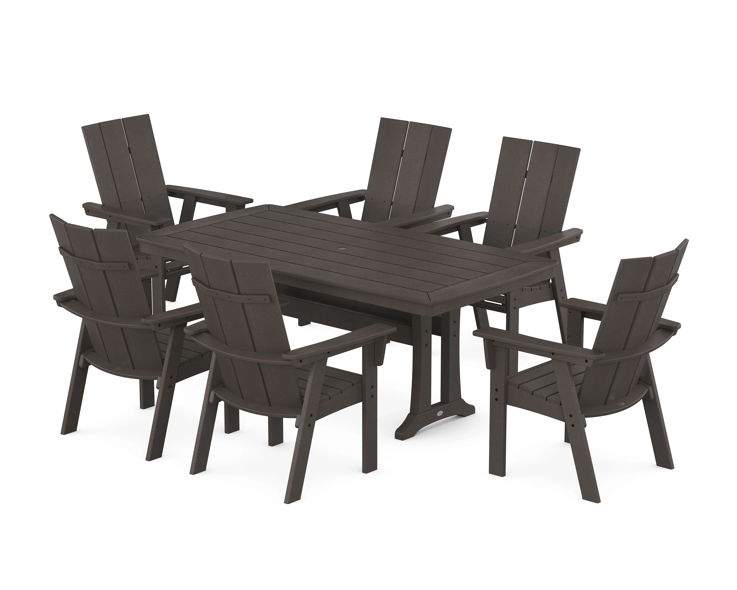 Modern Curveback Adirondack 7-Piece Dining Set with Trestle Legs - Image 15