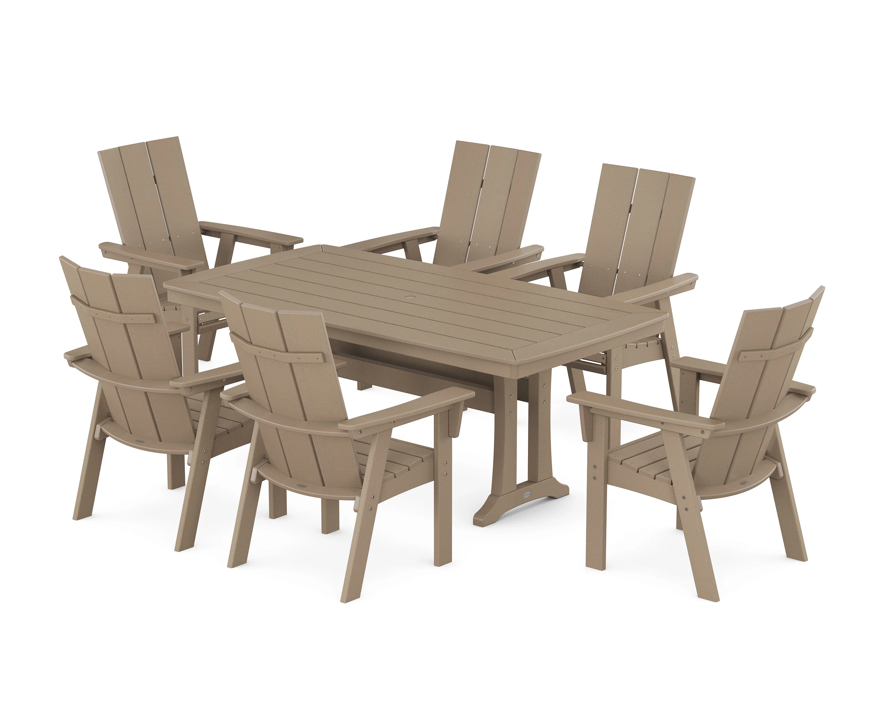 Modern Curveback Adirondack 7-Piece Dining Set with Trestle Legs - Image 16