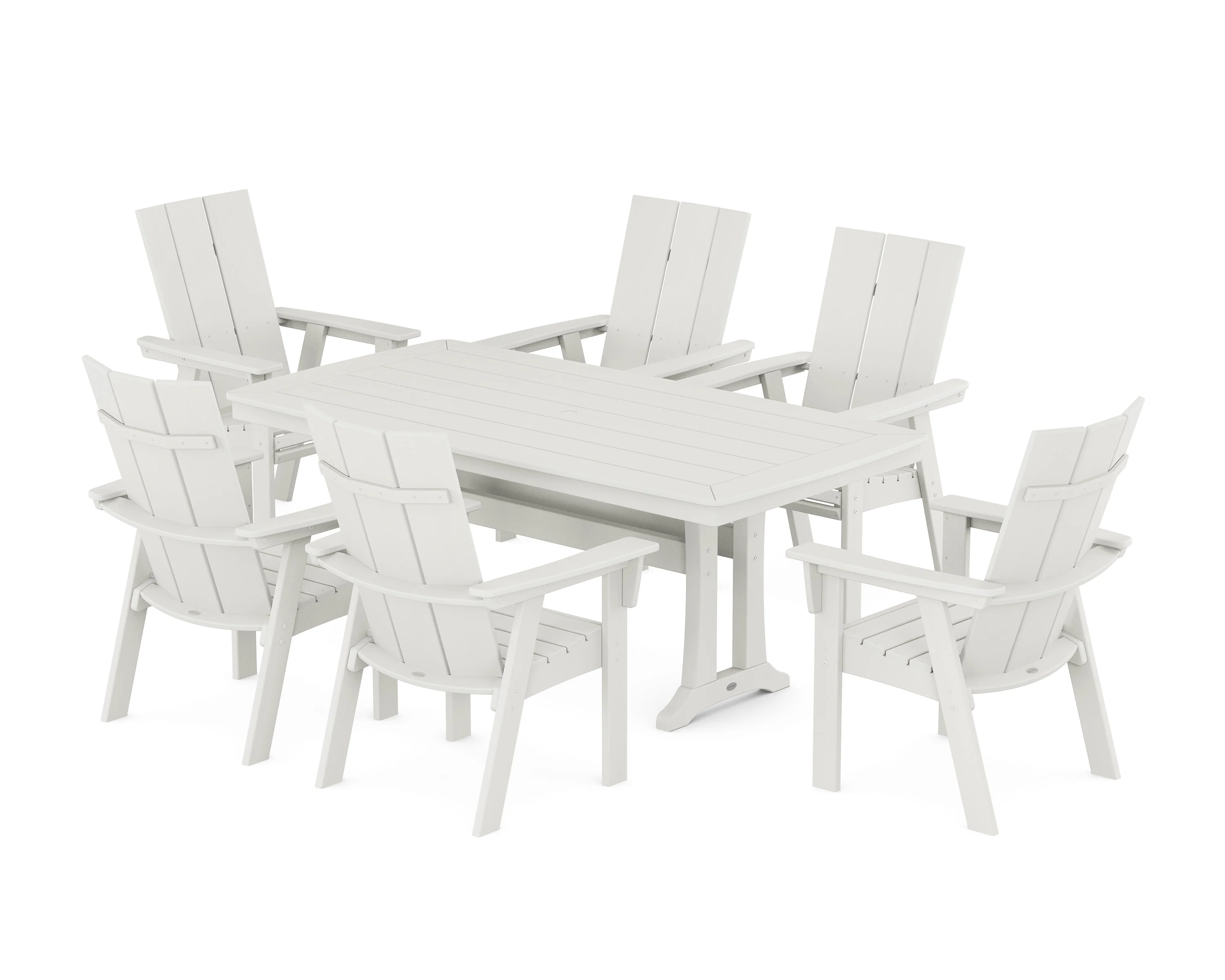Modern Curveback Adirondack 7-Piece Dining Set with Trestle Legs - Image 17