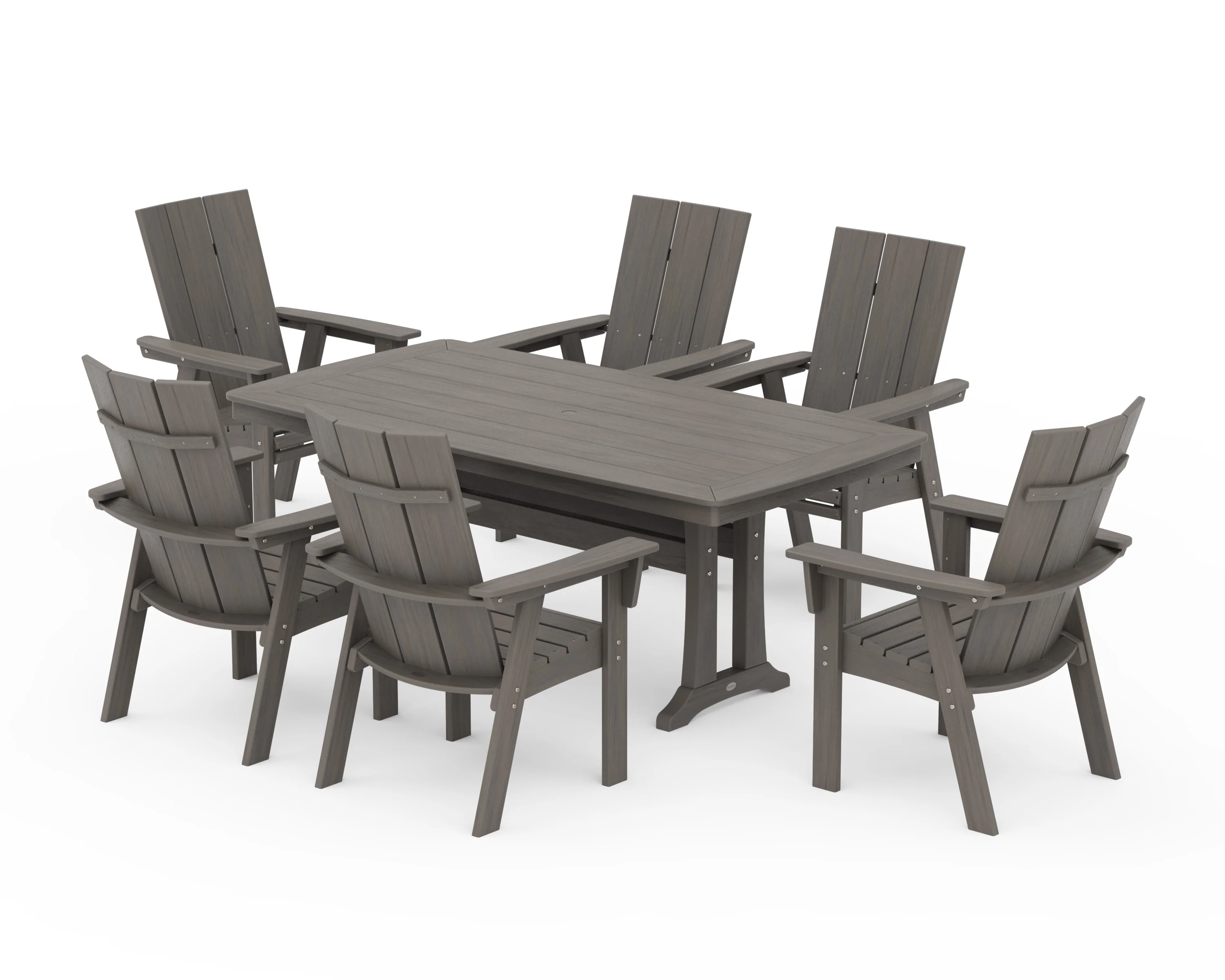 Modern Curveback Adirondack 7-Piece Dining Set with Trestle Legs - Image 20