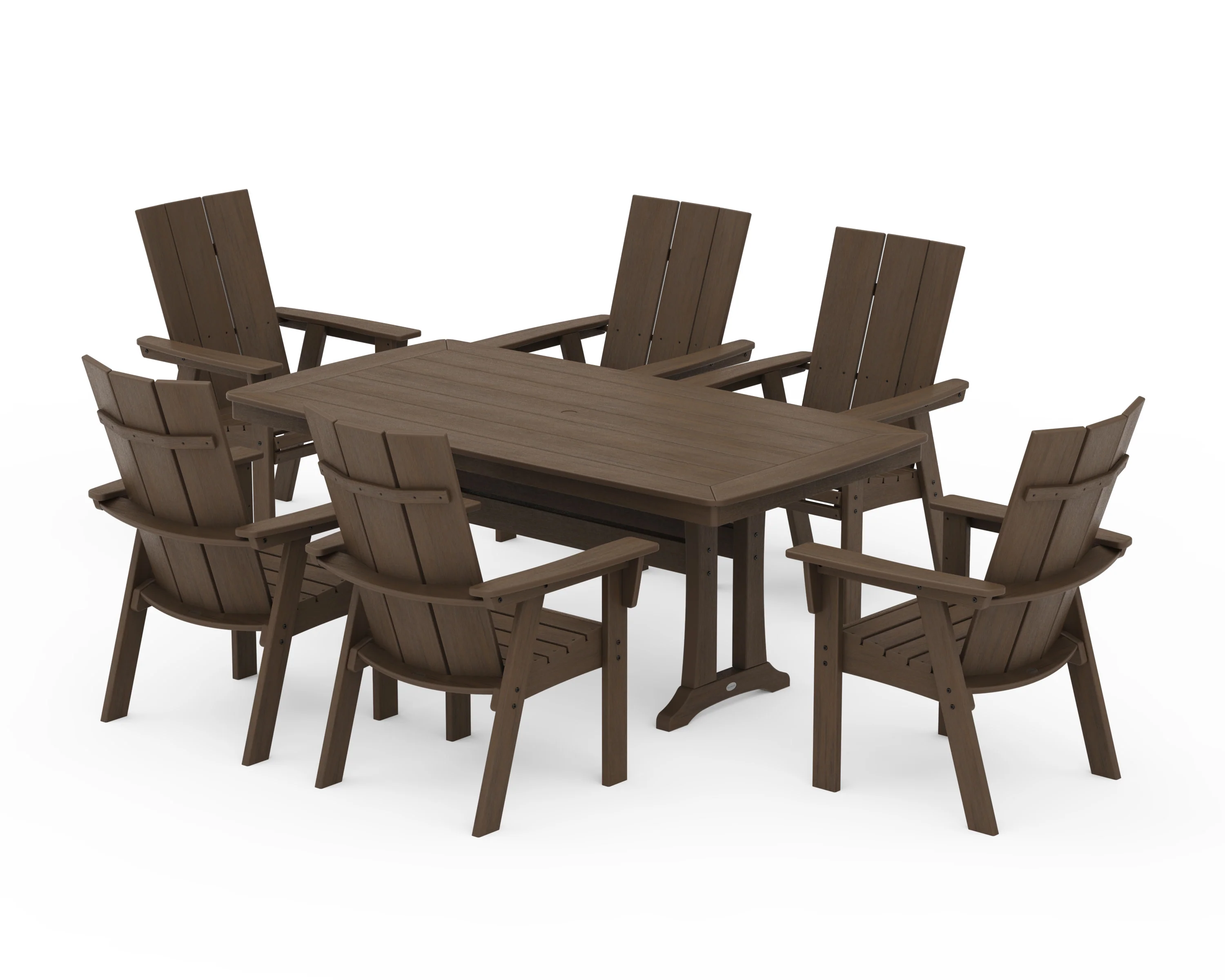 Modern Curveback Adirondack 7-Piece Dining Set with Trestle Legs - Image 21