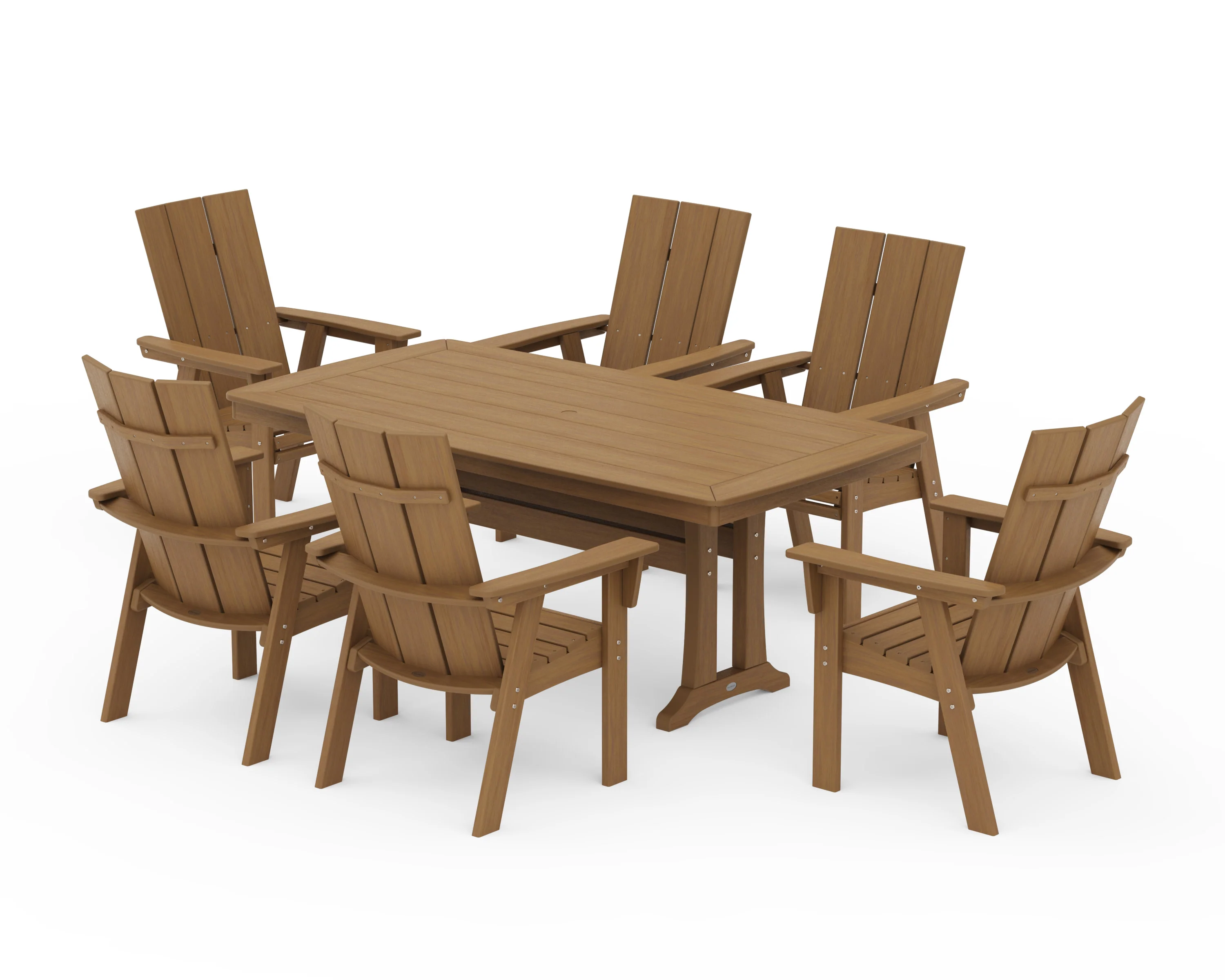 Modern Curveback Adirondack 7-Piece Dining Set with Trestle Legs - Image 22