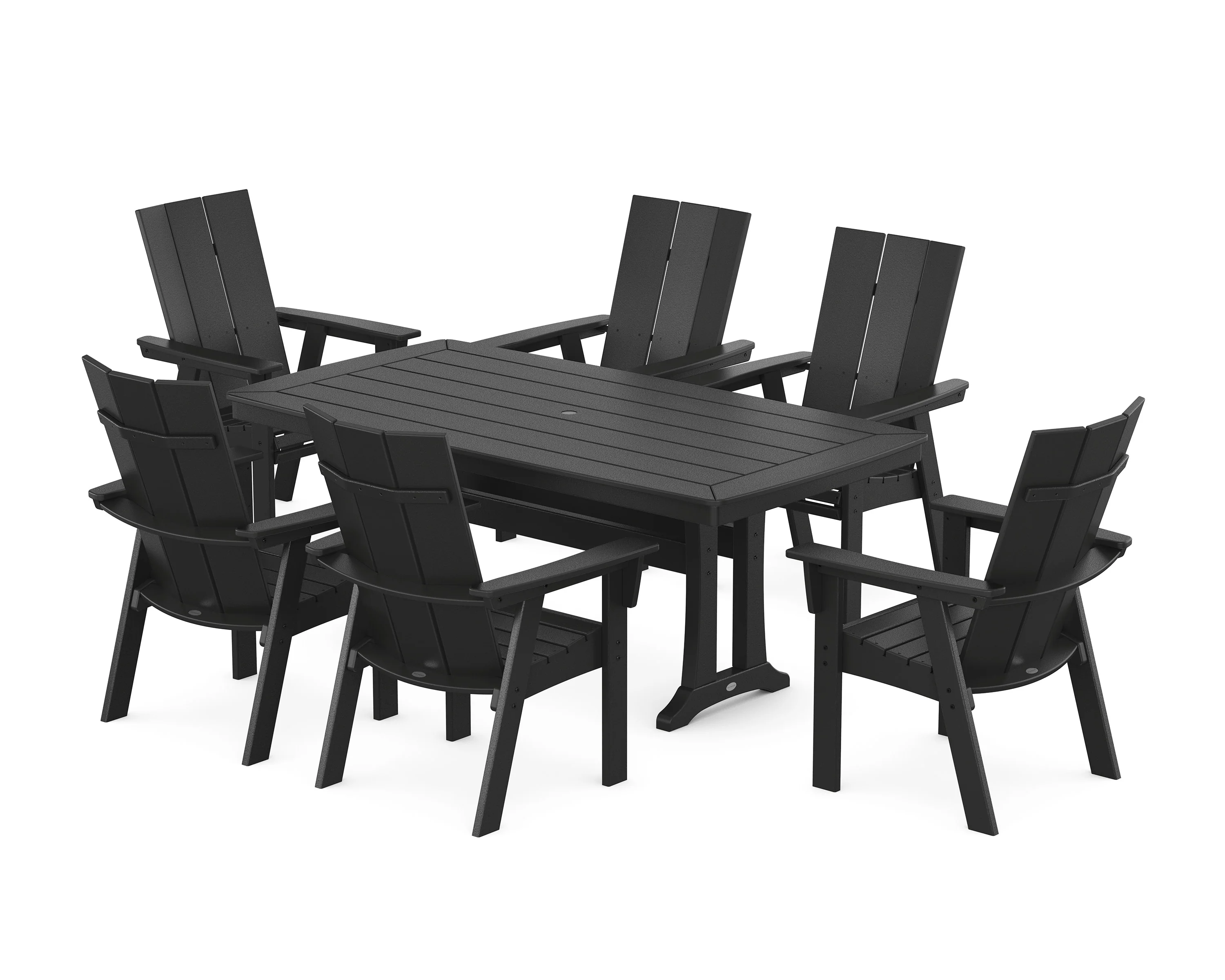 Modern Curveback Adirondack 7-Piece Dining Set with Trestle Legs - Image 4