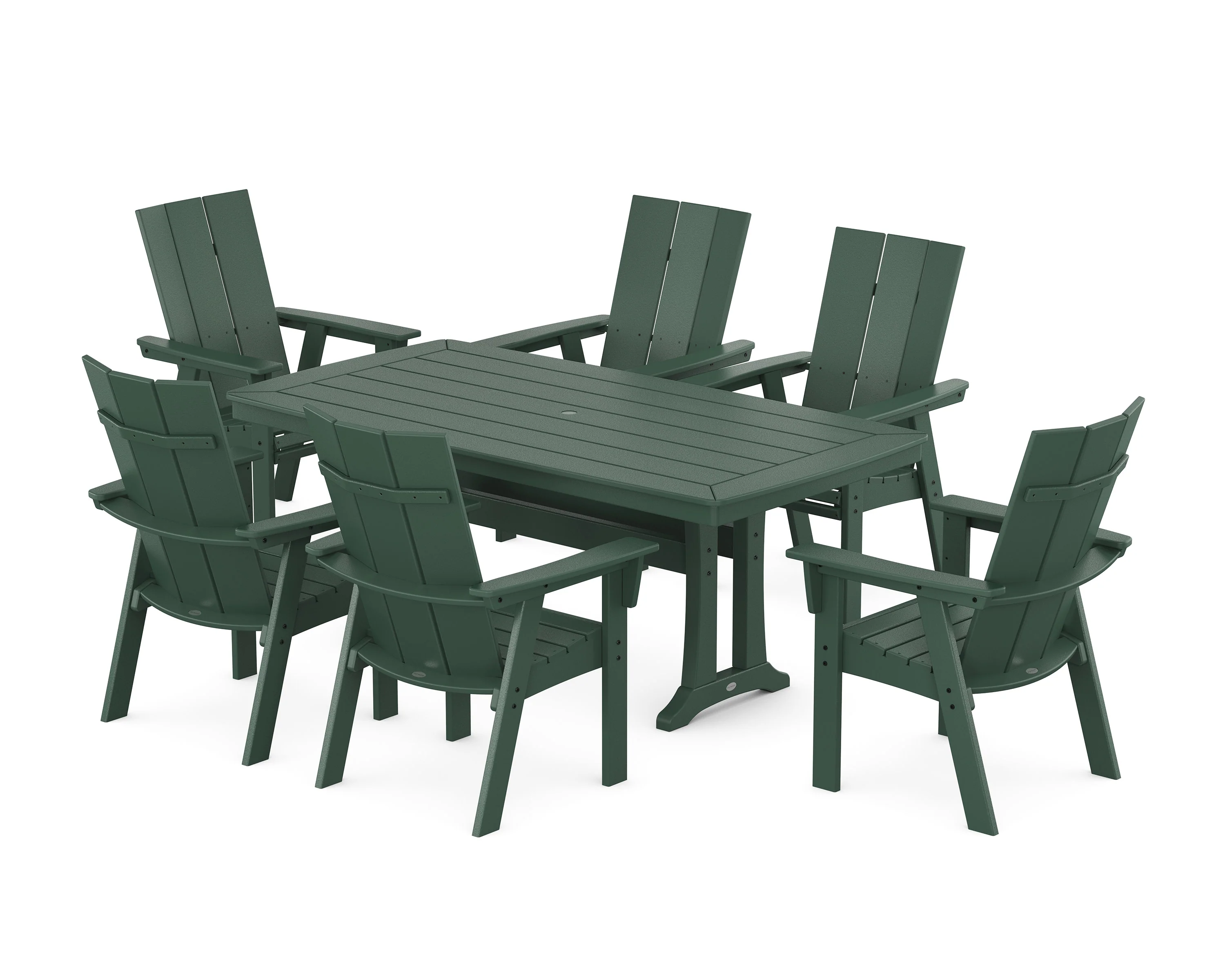 Modern Curveback Adirondack 7-Piece Dining Set with Trestle Legs - Image 5