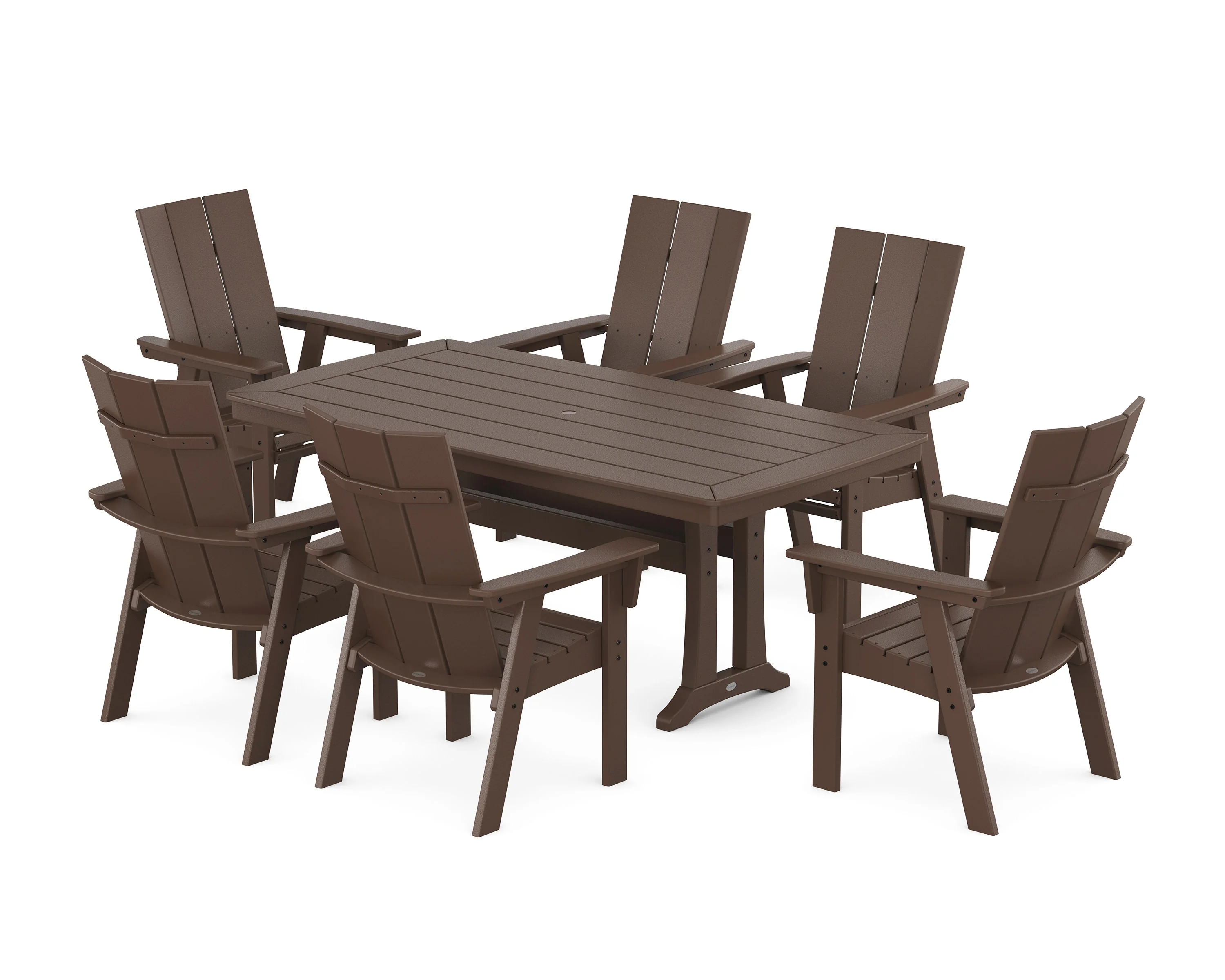 Modern Curveback Adirondack 7-Piece Dining Set with Trestle Legs - Image 6