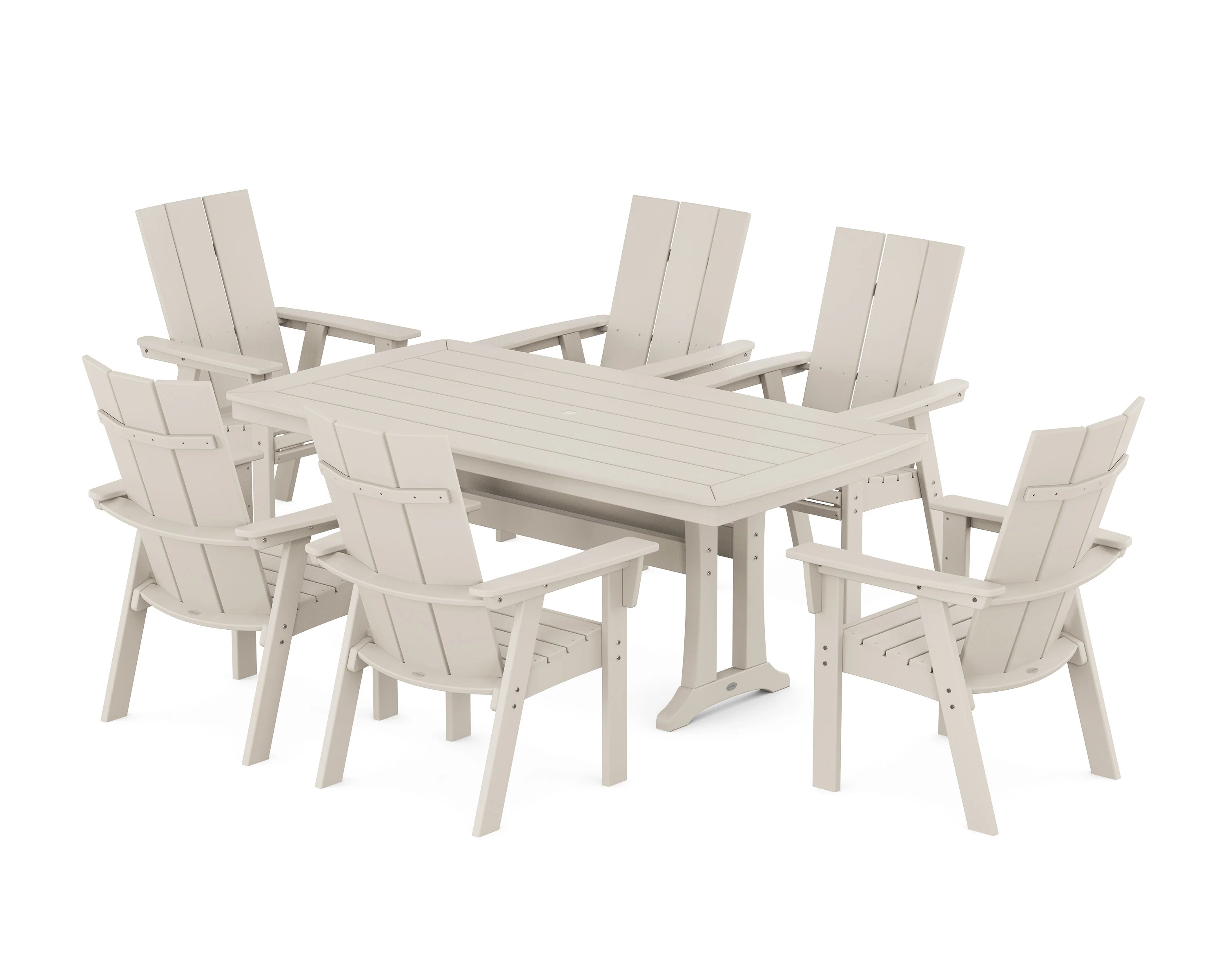 Modern Curveback Adirondack 7-Piece Dining Set with Trestle Legs - Image 7