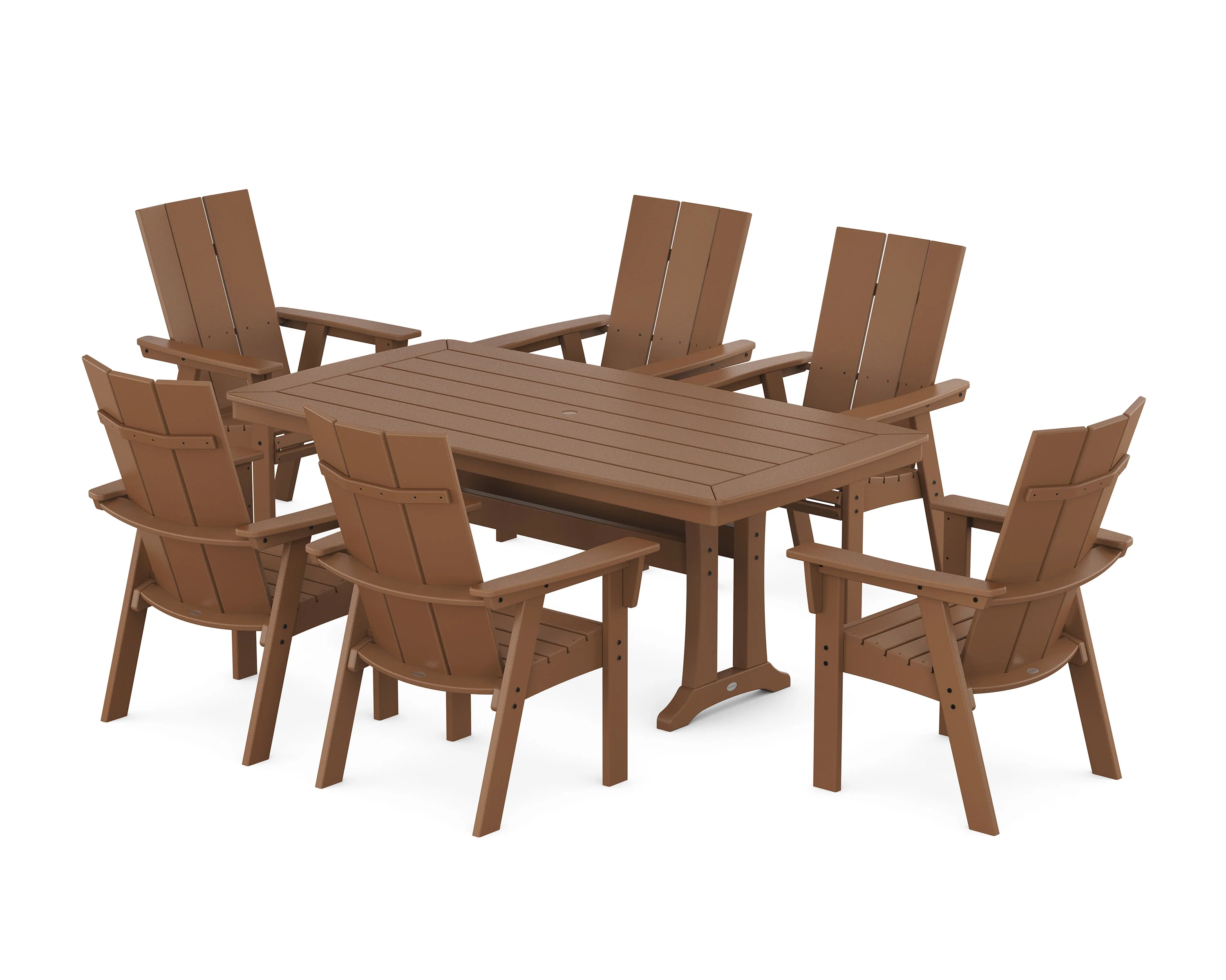 Modern Curveback Adirondack 7-Piece Dining Set with Trestle Legs - Image 8