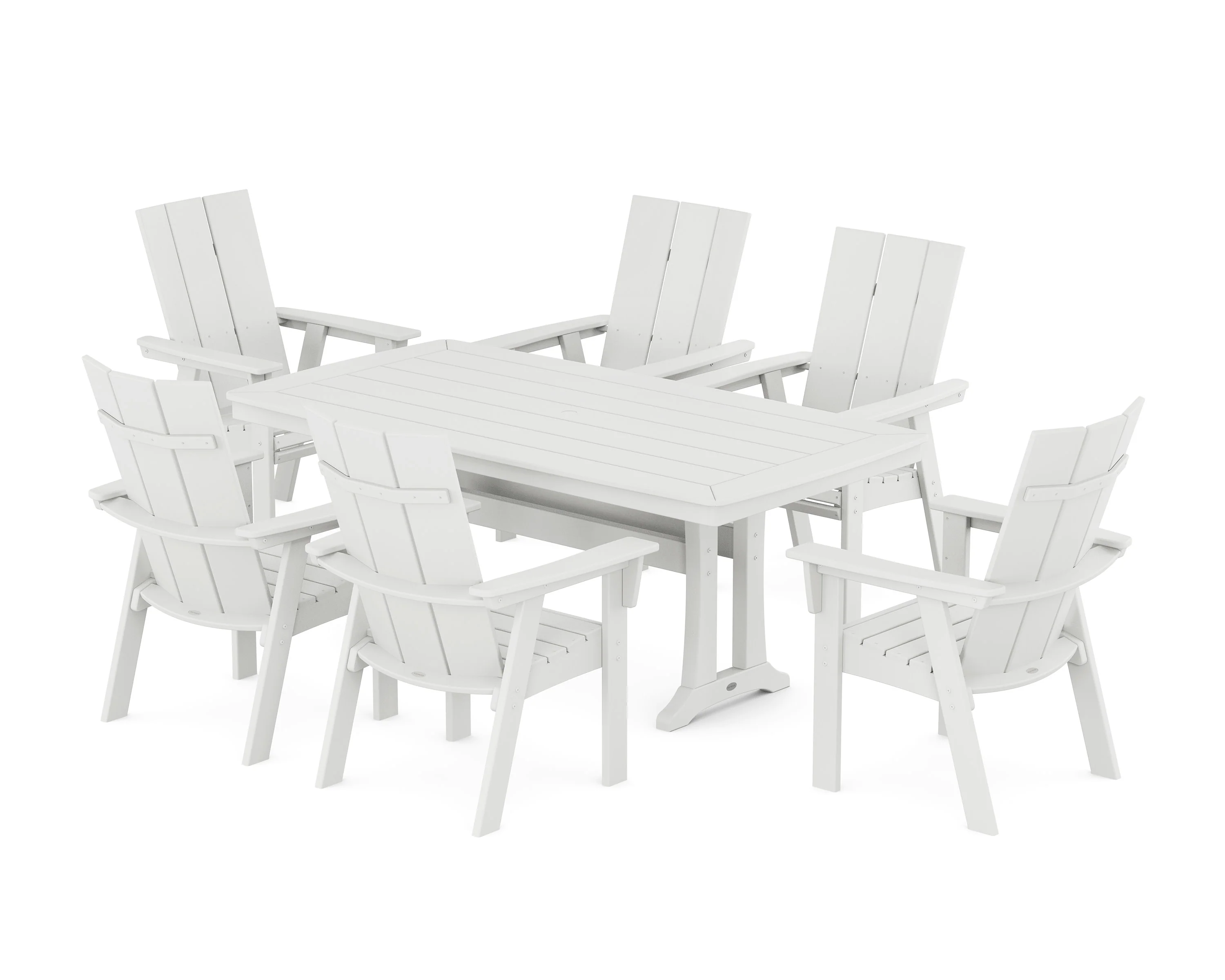 Modern Curveback Adirondack 7-Piece Dining Set with Trestle Legs - Image 9