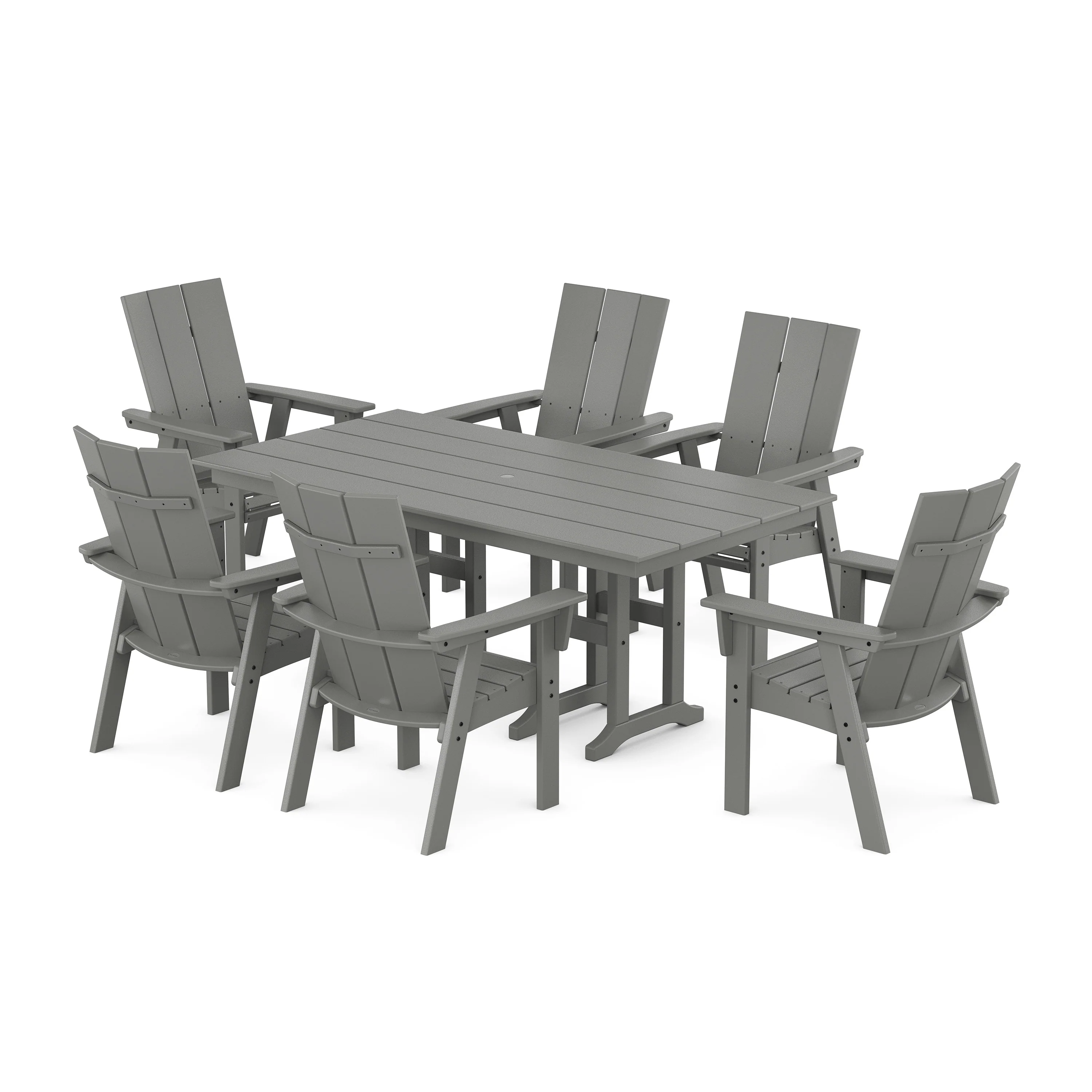Modern Curveback Adirondack 7-Piece Farmhouse Dining Set