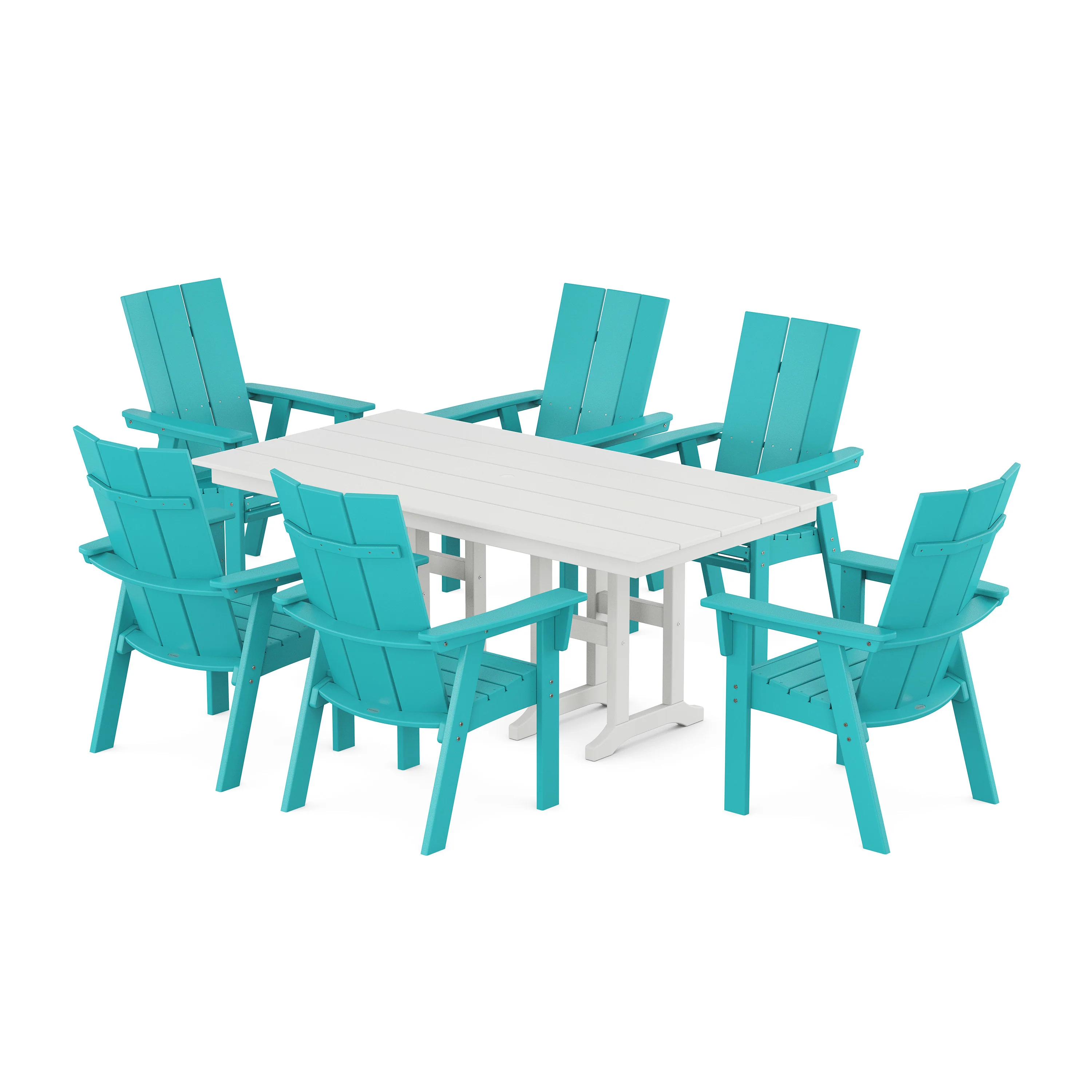 Modern Curveback Adirondack 7-Piece Farmhouse Dining Set - Image 10