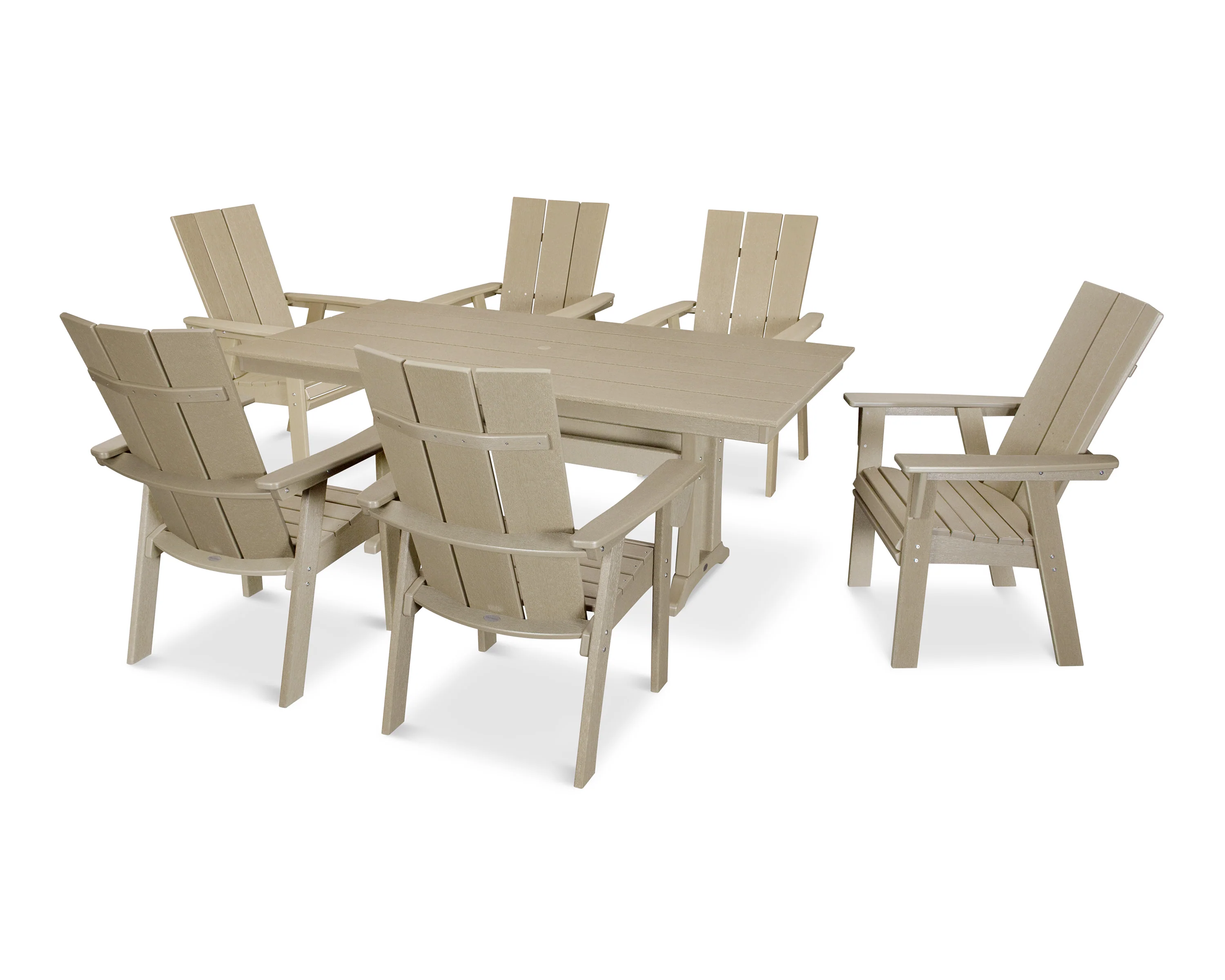 Modern Curveback Adirondack 7-Piece Farmhouse Dining Set with Trestle Legs - Image 13