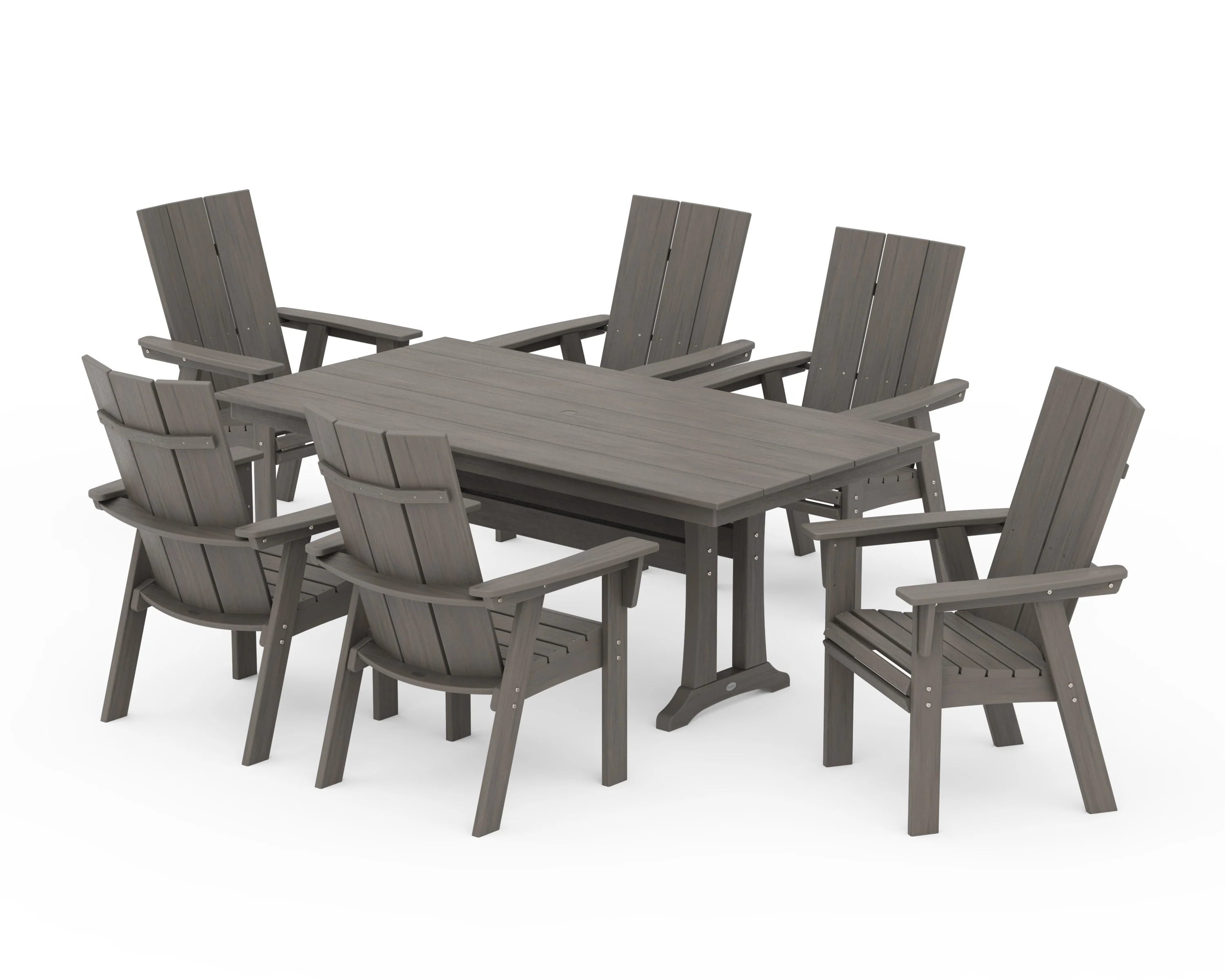 Modern Curveback Adirondack 7-Piece Farmhouse Dining Set with Trestle Legs - Image 20