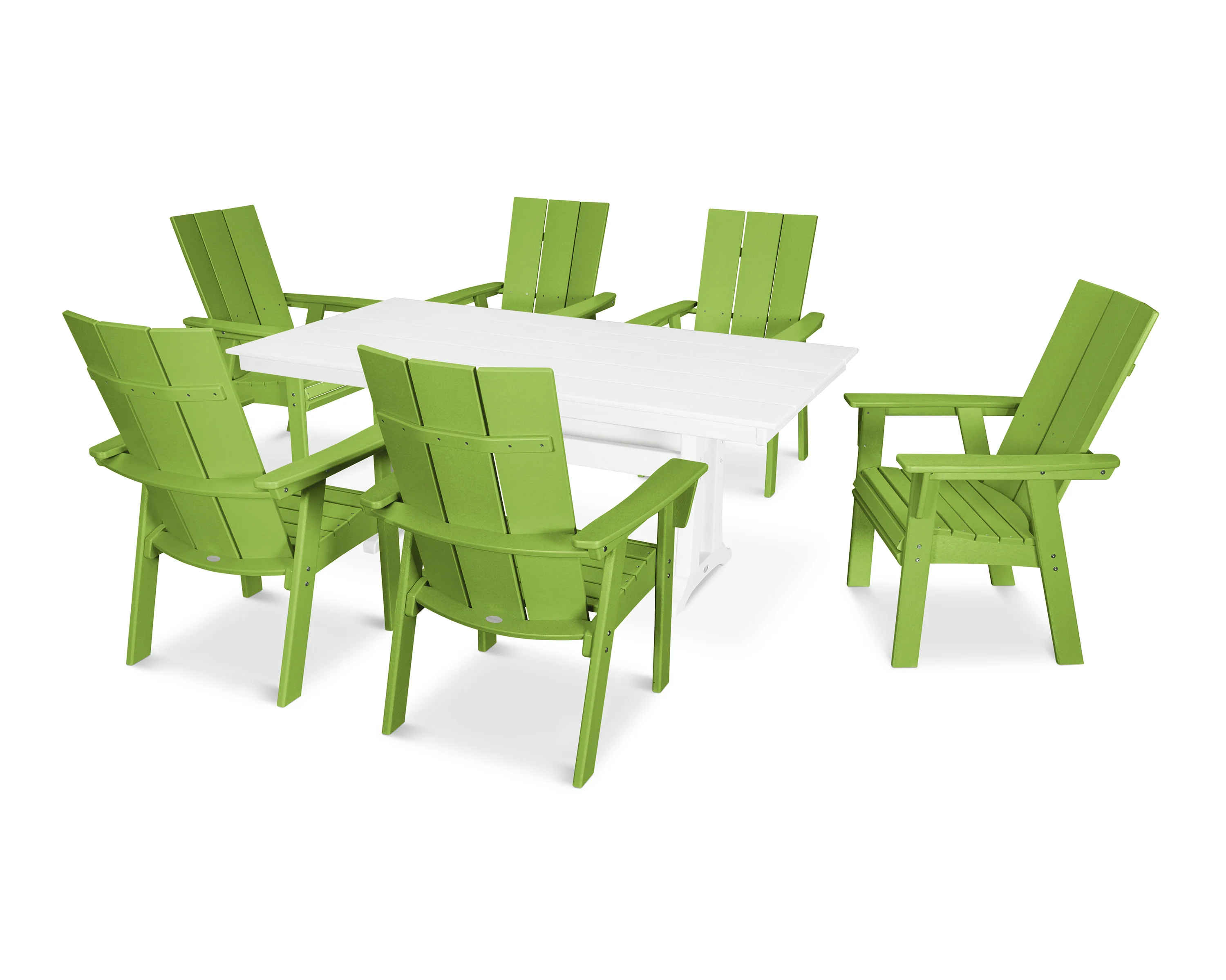 Modern Curveback Adirondack 7-Piece Farmhouse Dining Set with Trestle Legs - Image 4
