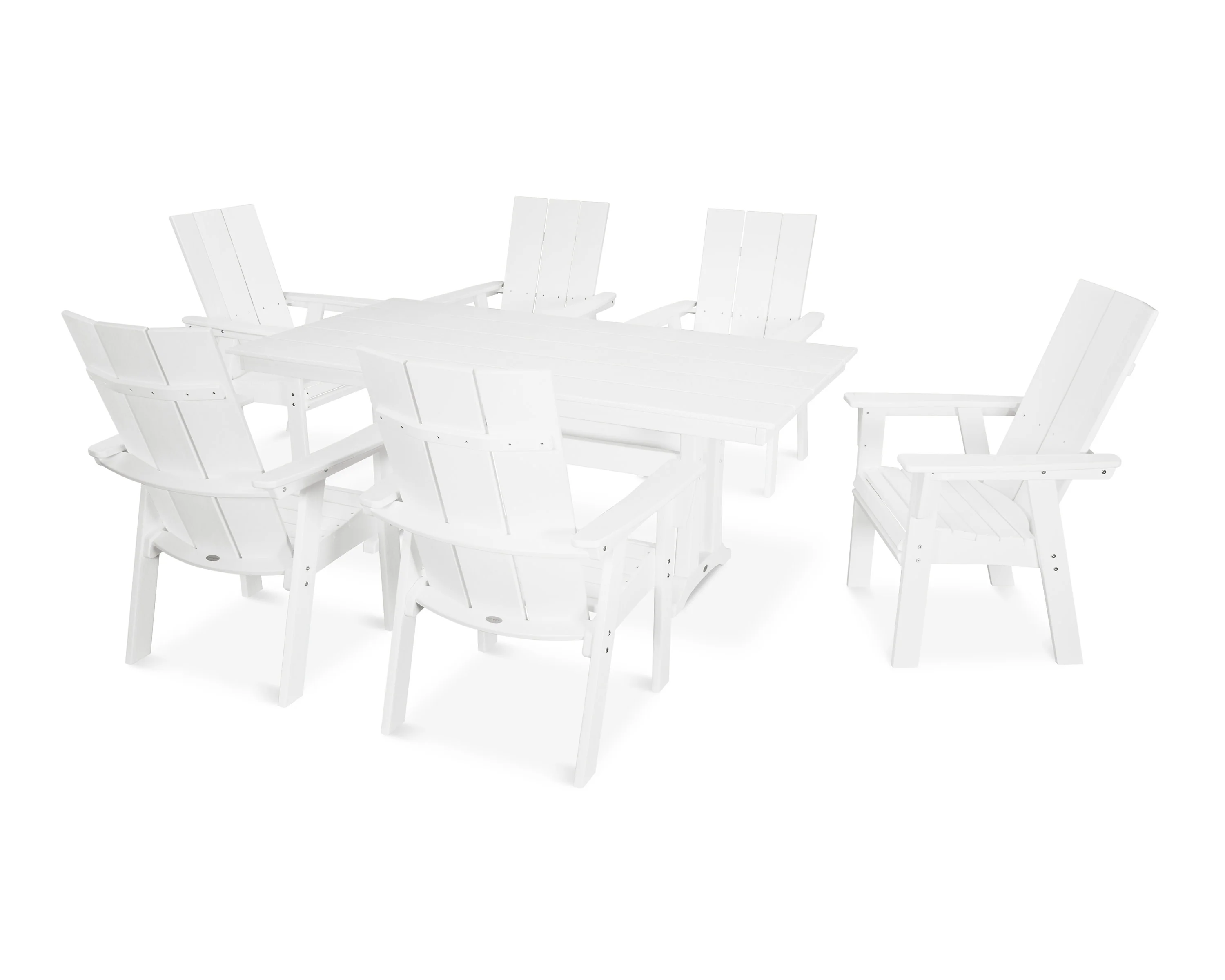 Modern Curveback Adirondack 7-Piece Farmhouse Dining Set with Trestle Legs - Image 5