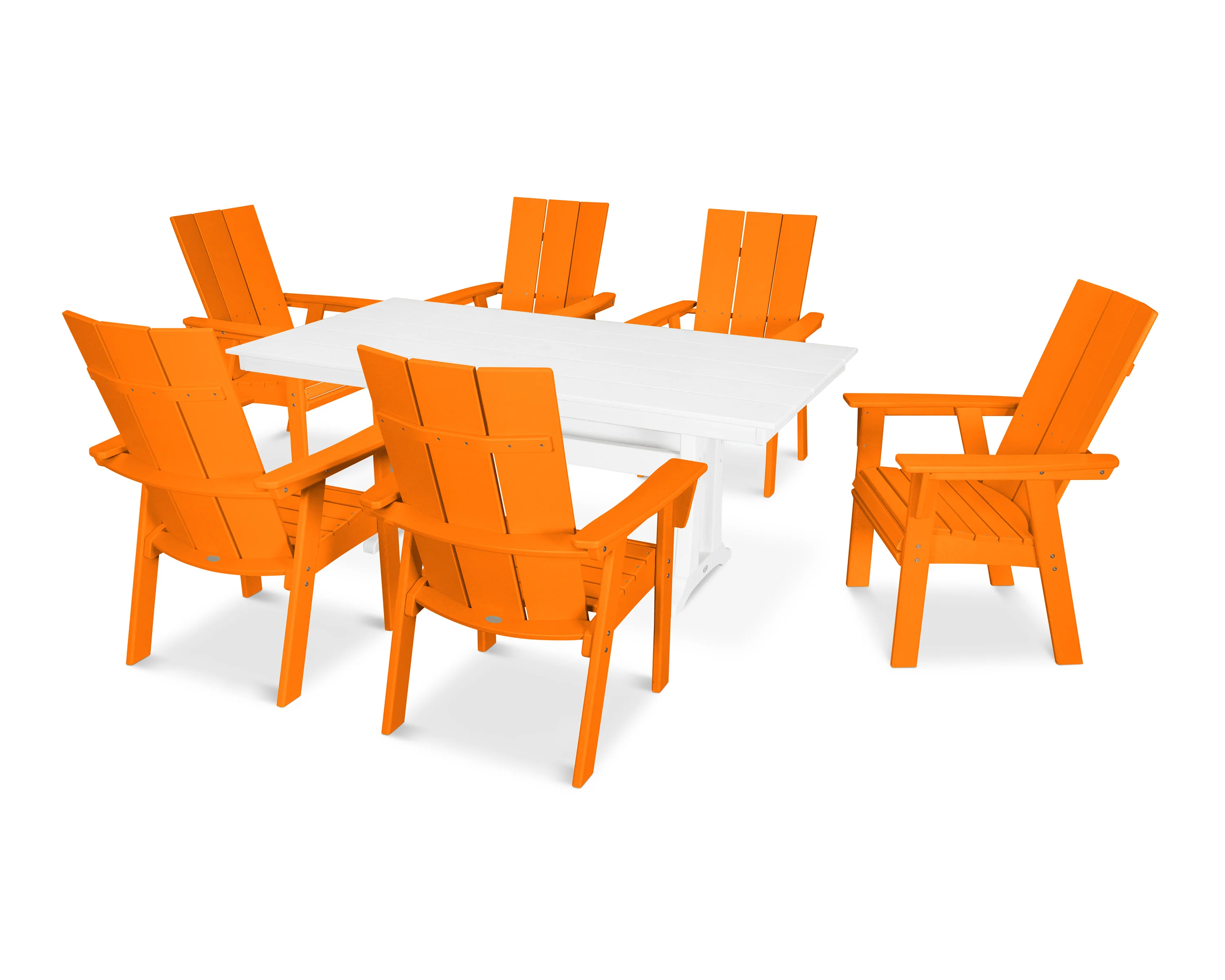 Modern Curveback Adirondack 7-Piece Farmhouse Dining Set with Trestle Legs - Image 7
