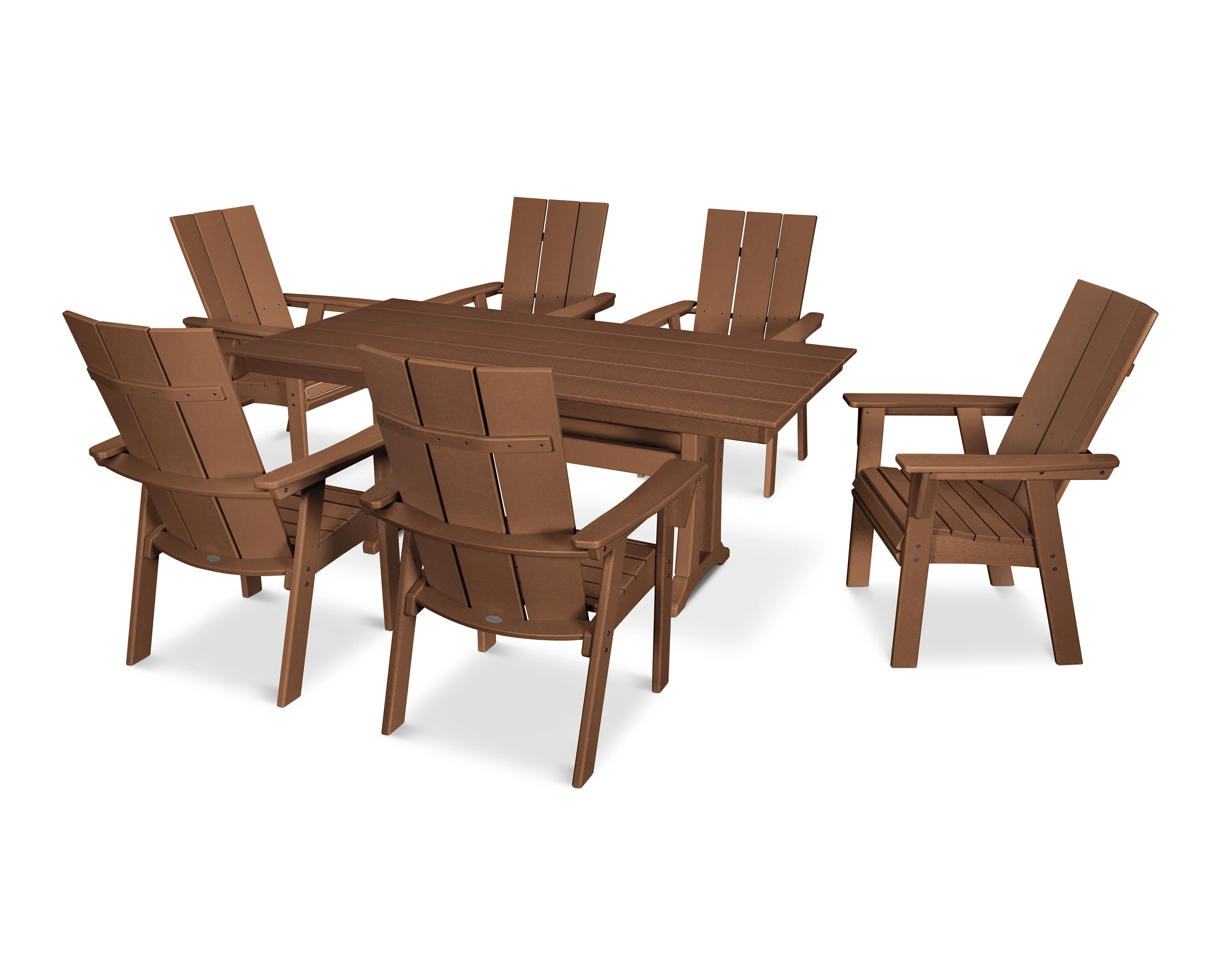 Modern Curveback Adirondack 7-Piece Farmhouse Dining Set with Trestle Legs - Image 8