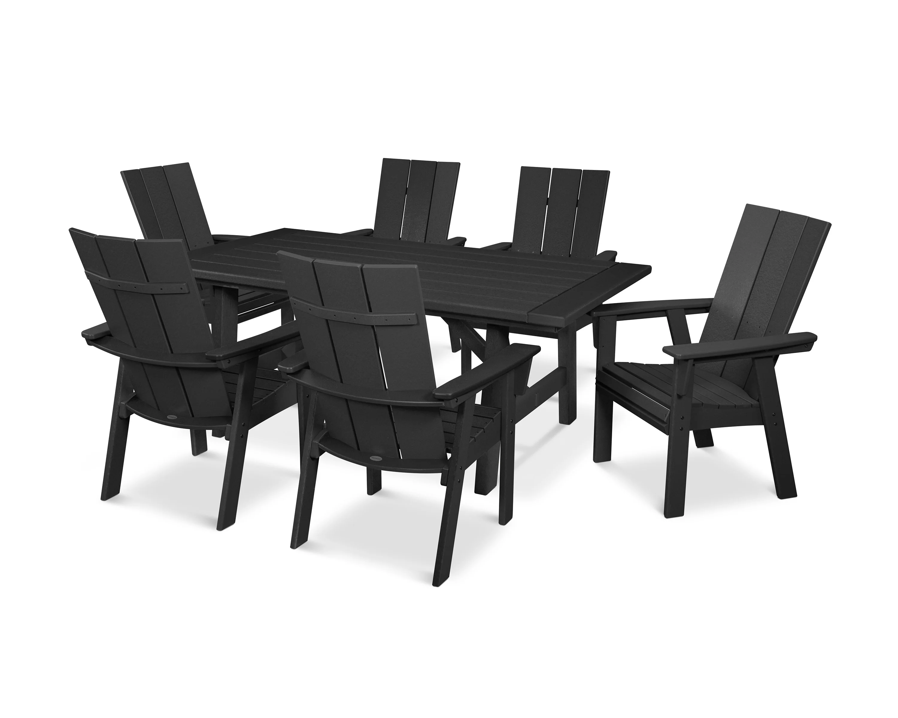 Modern Curveback Adirondack 7-Piece Rustic Farmhouse Dining Set - Image 7