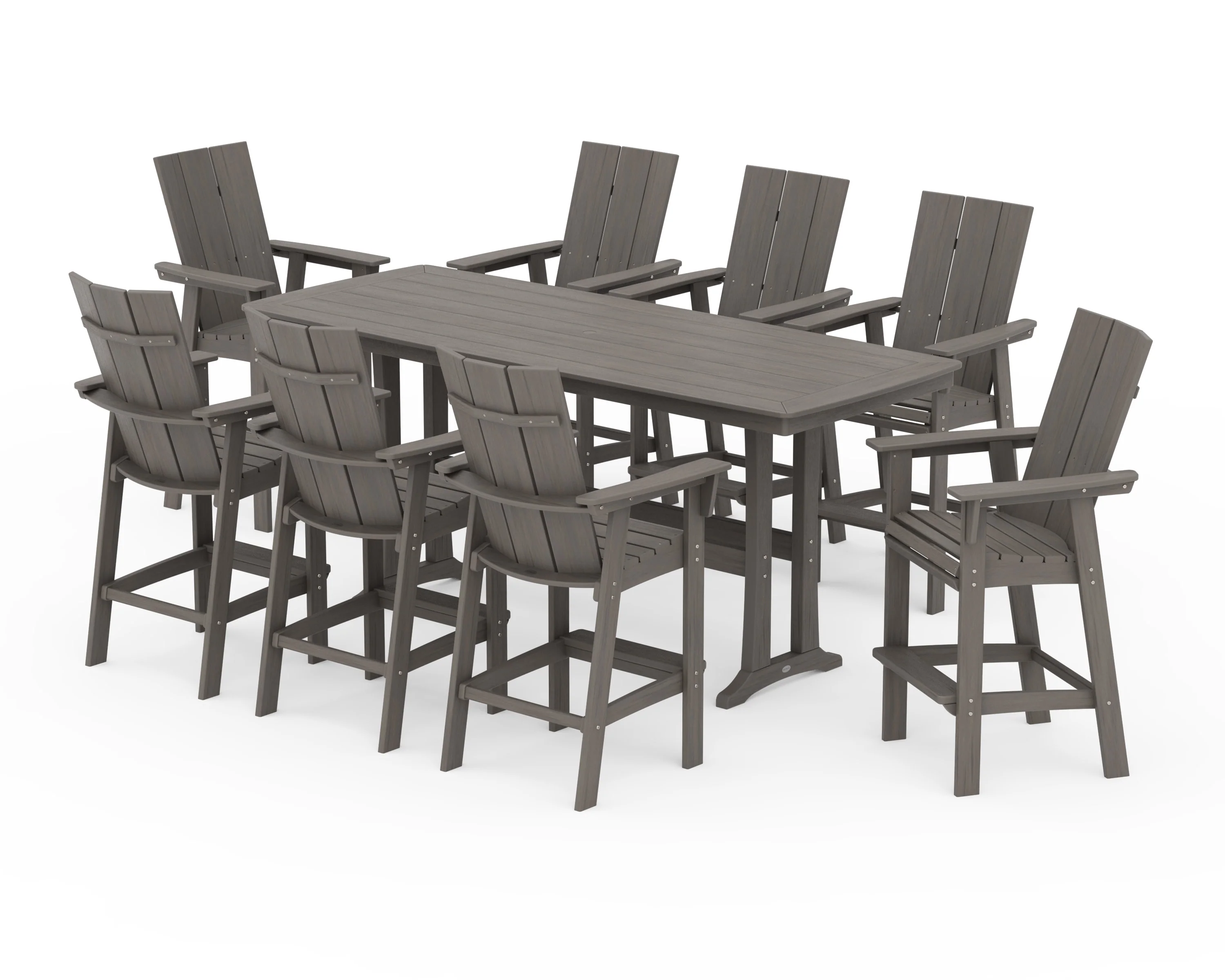 Modern Curveback Adirondack 9-Piece Bar Set with Trestle Legs - Image 13