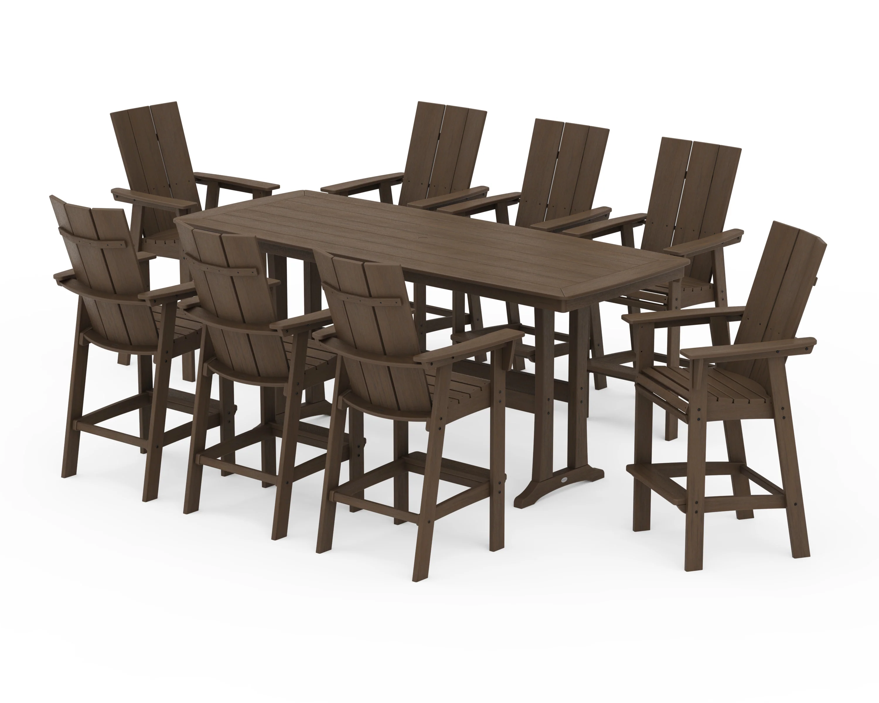 Modern Curveback Adirondack 9-Piece Bar Set with Trestle Legs - Image 14