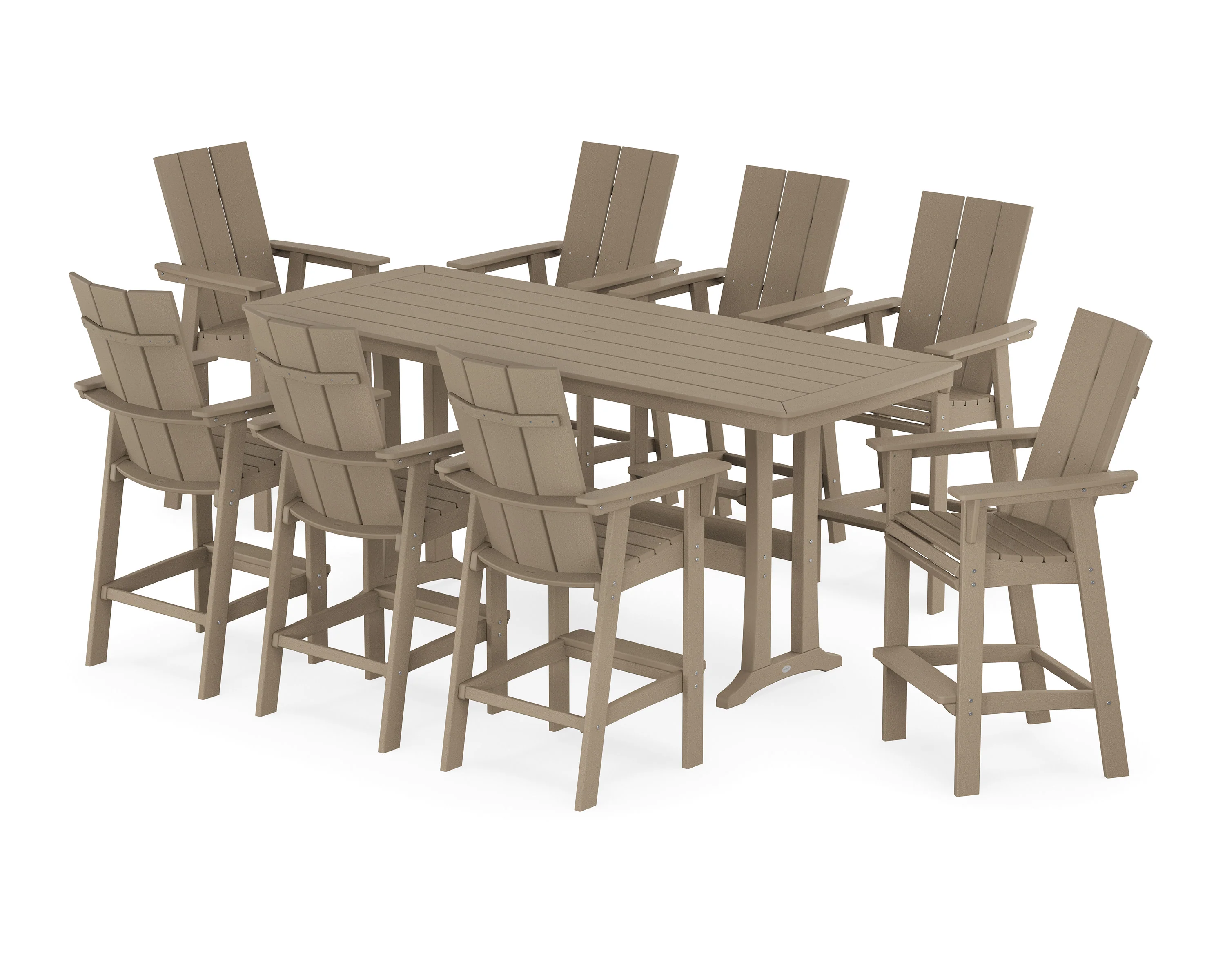 Modern Curveback Adirondack 9-Piece Bar Set with Trestle Legs - Image 4