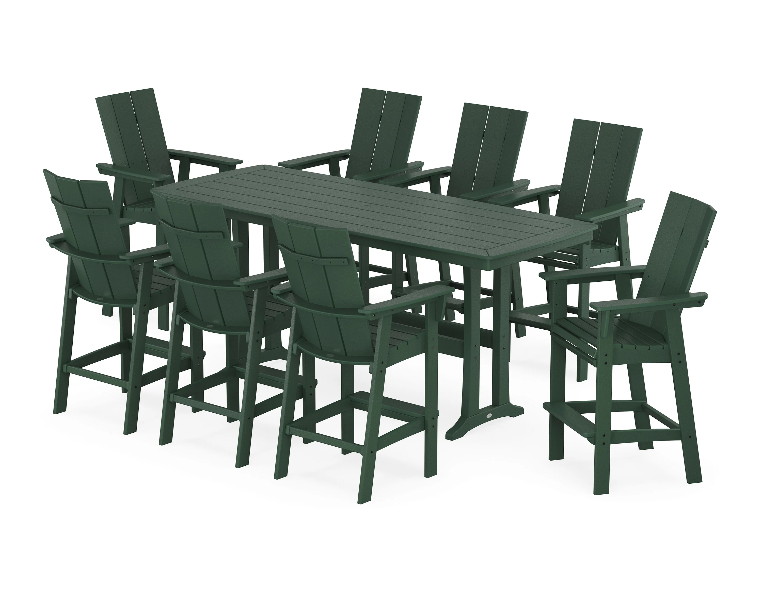 Modern Curveback Adirondack 9-Piece Bar Set with Trestle Legs - Image 8