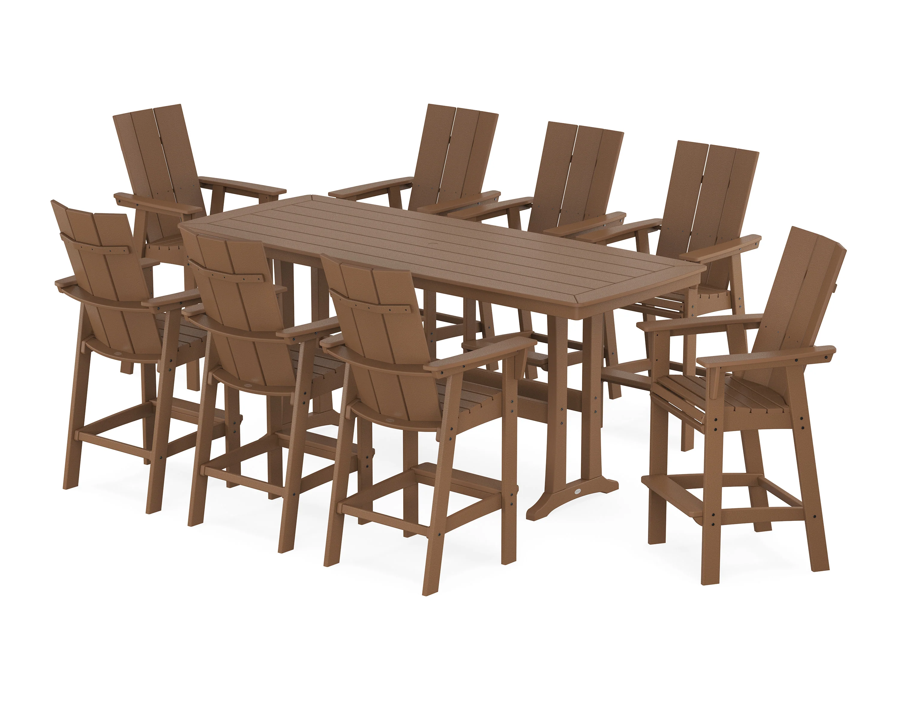 Modern Curveback Adirondack 9-Piece Bar Set with Trestle Legs - Image 9