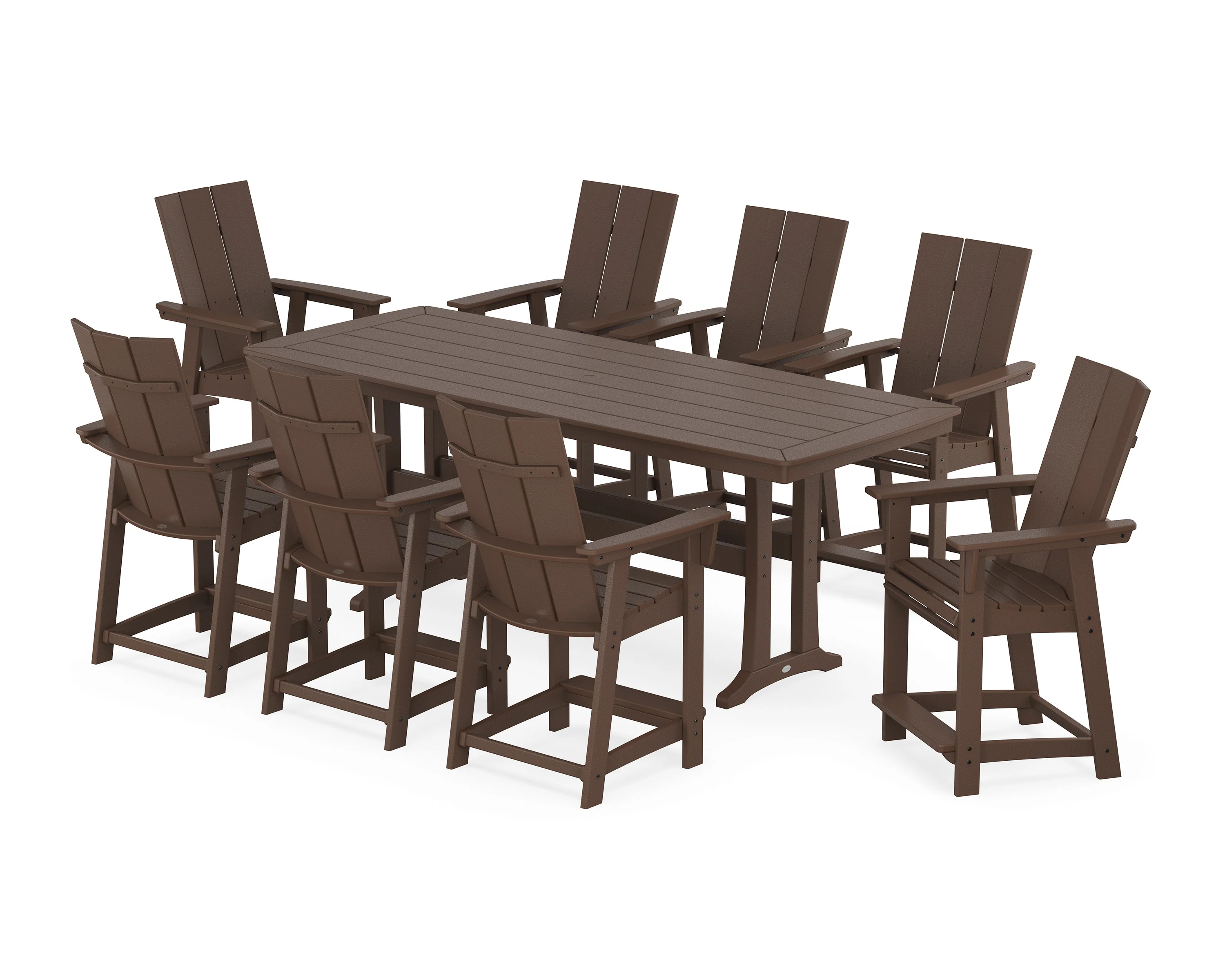 Modern Curveback Adirondack 9-Piece Counter Set with Trestle Legs - Image 4