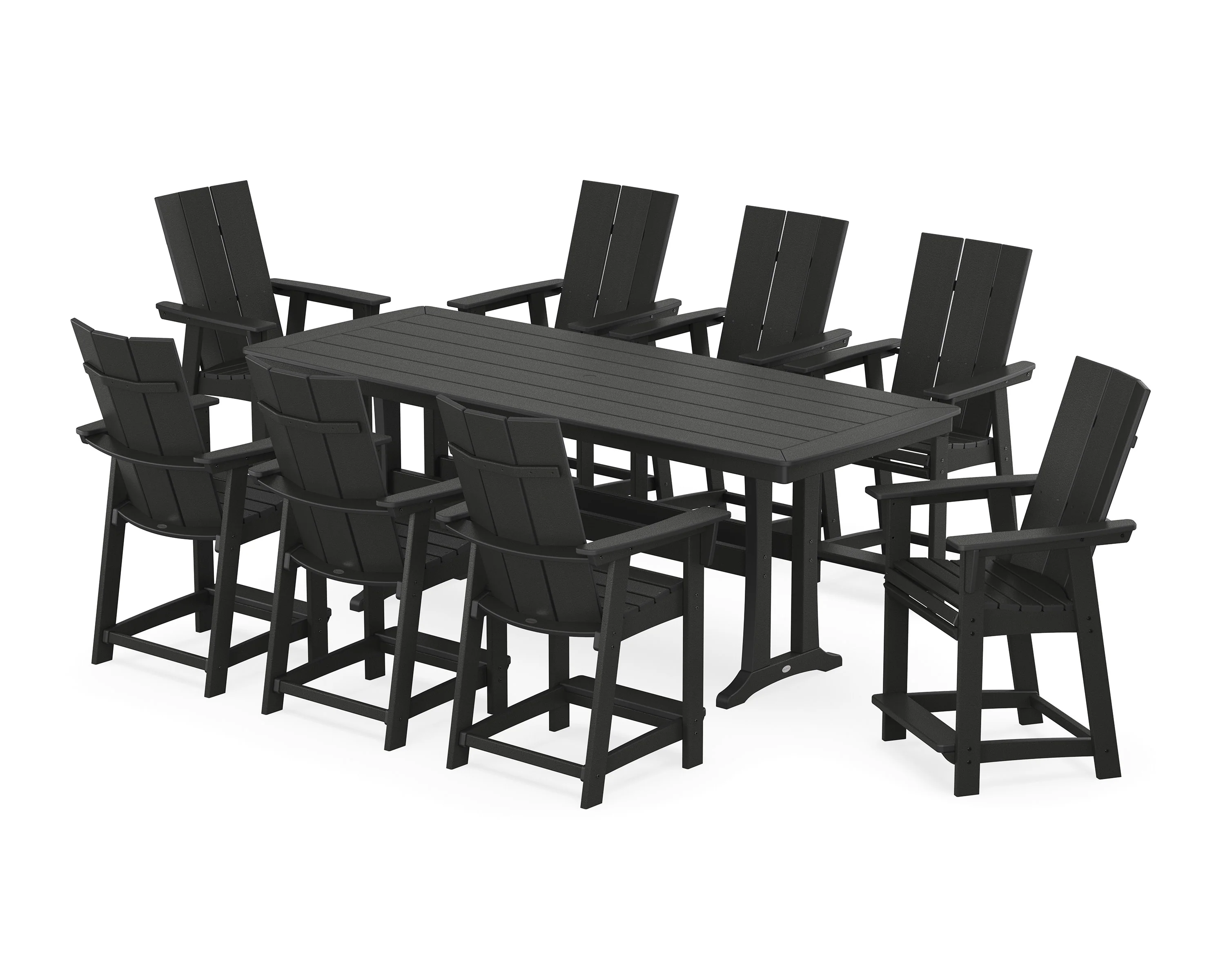 Modern Curveback Adirondack 9-Piece Counter Set with Trestle Legs - Image 8