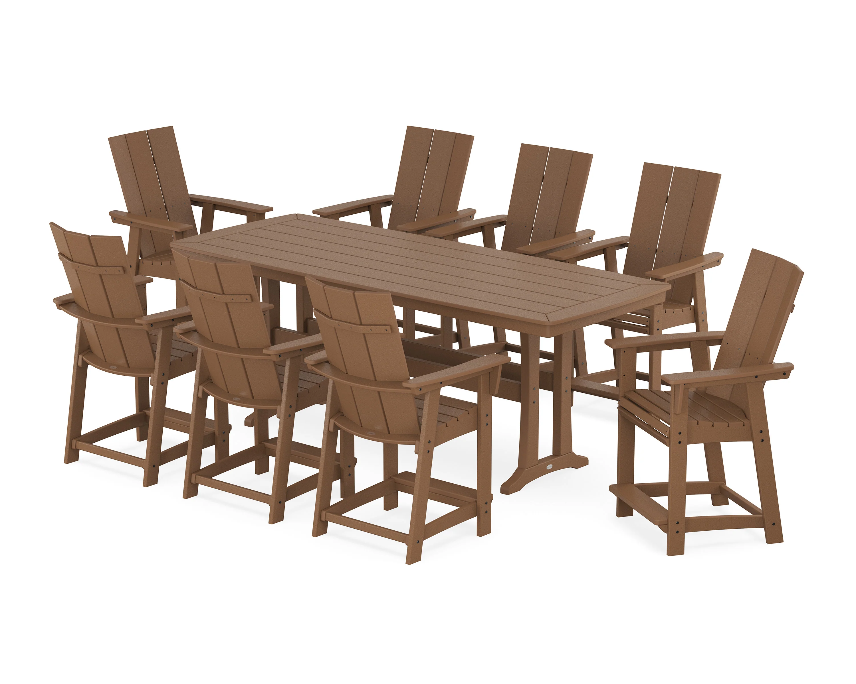 Modern Curveback Adirondack 9-Piece Counter Set with Trestle Legs - Image 9