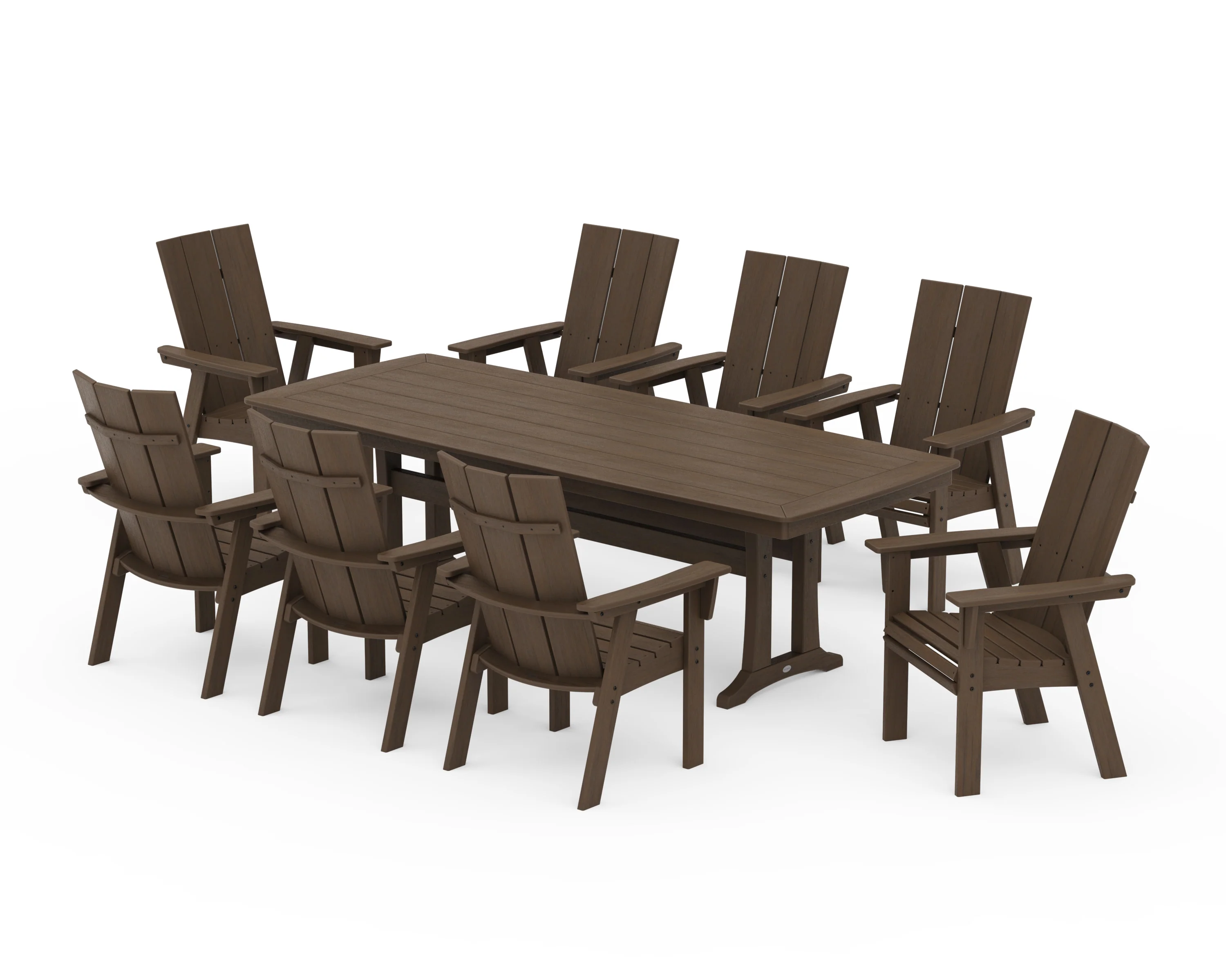 Modern Curveback Adirondack 9-Piece Dining Set with Trestle Legs - Image 14