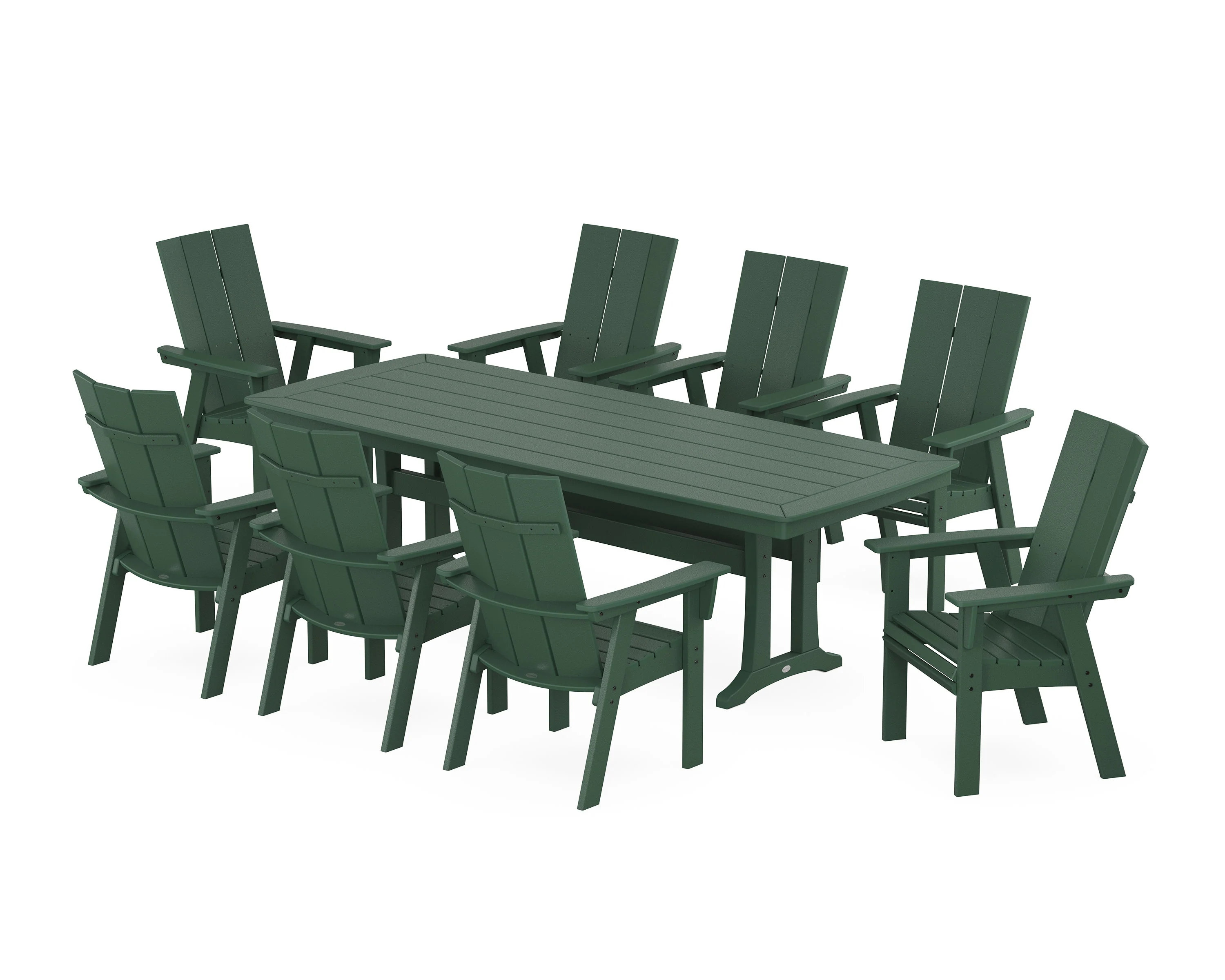 Modern Curveback Adirondack 9-Piece Dining Set with Trestle Legs - Image 4