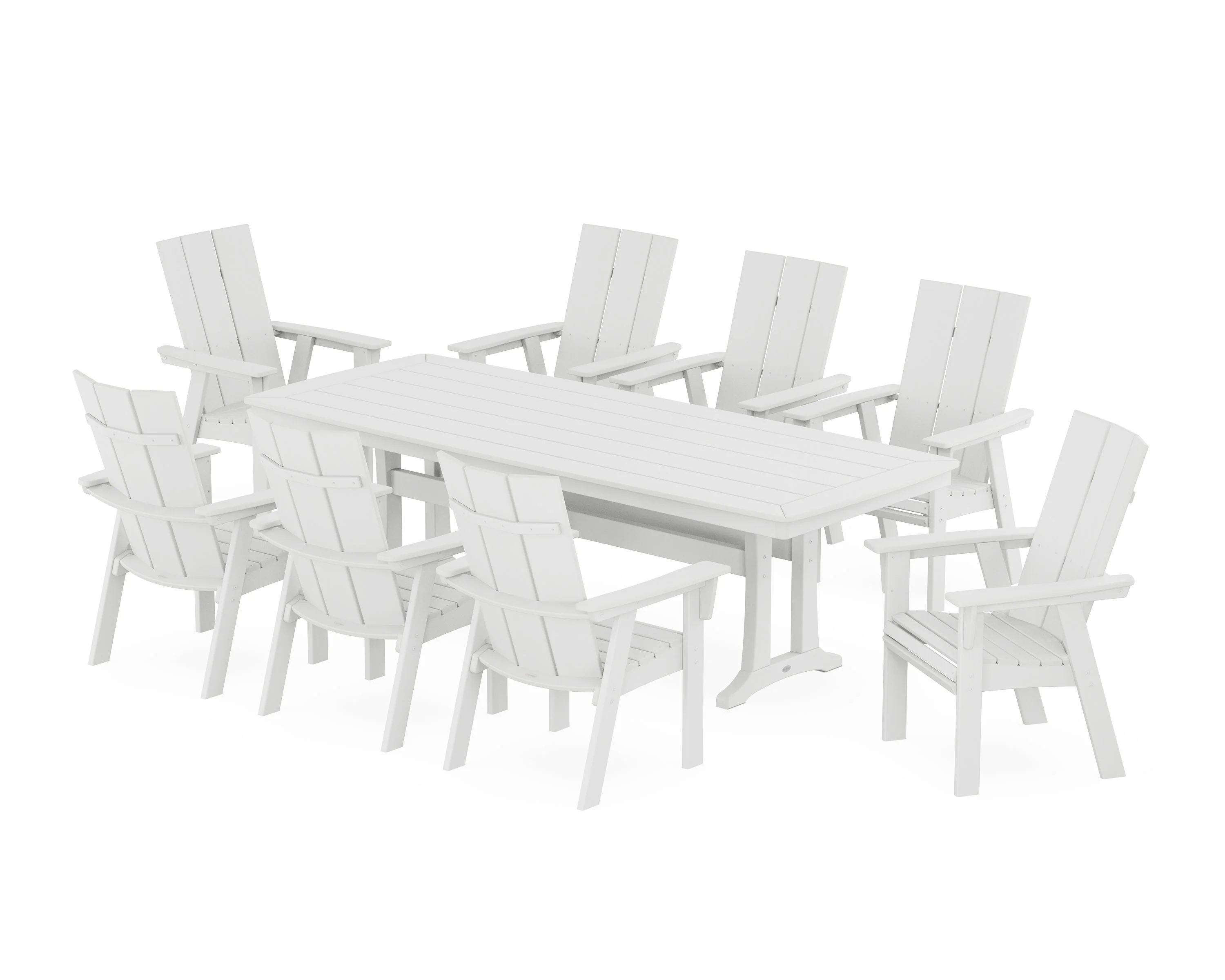 Modern Curveback Adirondack 9-Piece Dining Set with Trestle Legs - Image 8