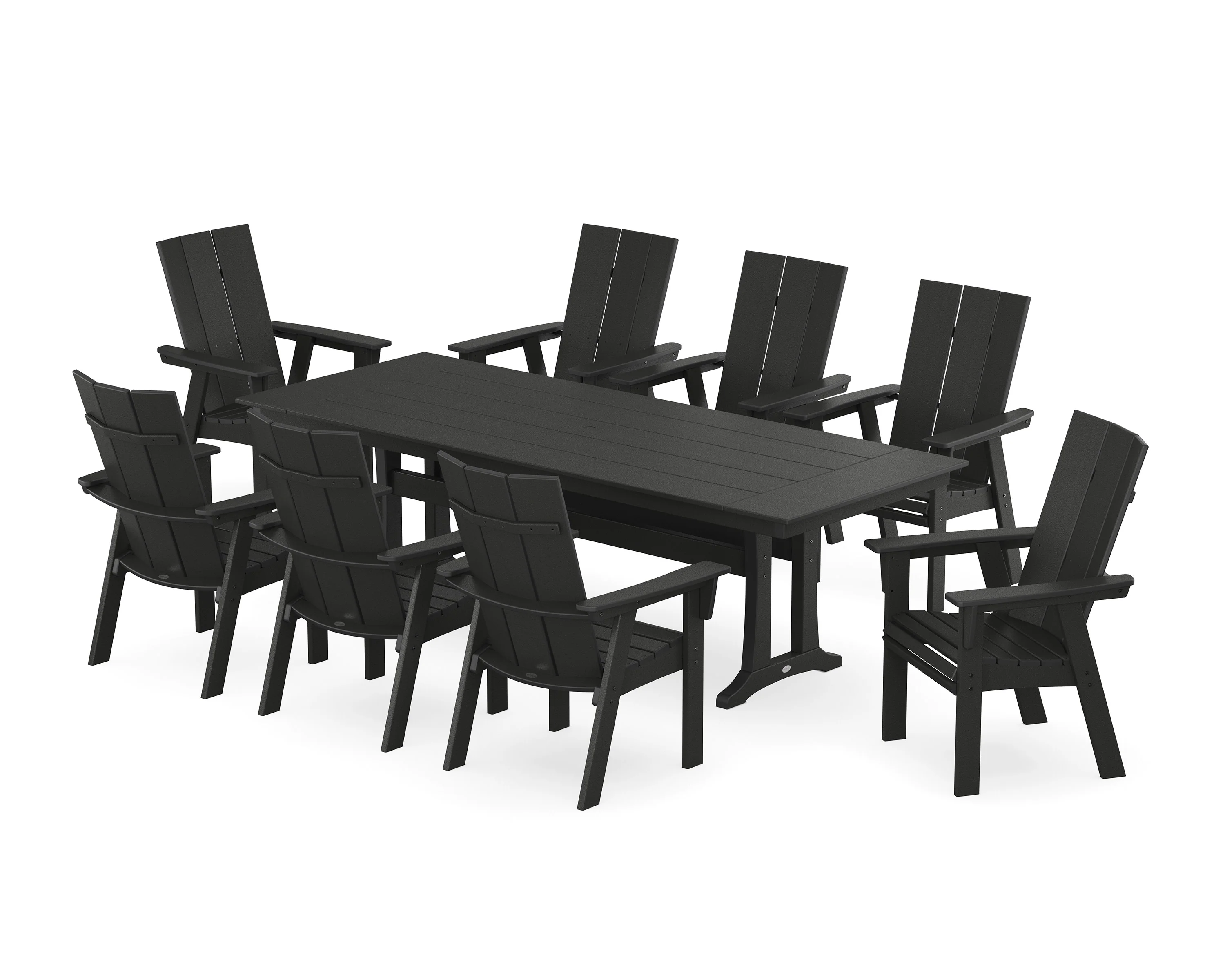 Modern Curveback Adirondack 9-Piece Farmhouse Dining Set with Trestle Legs - Image 10