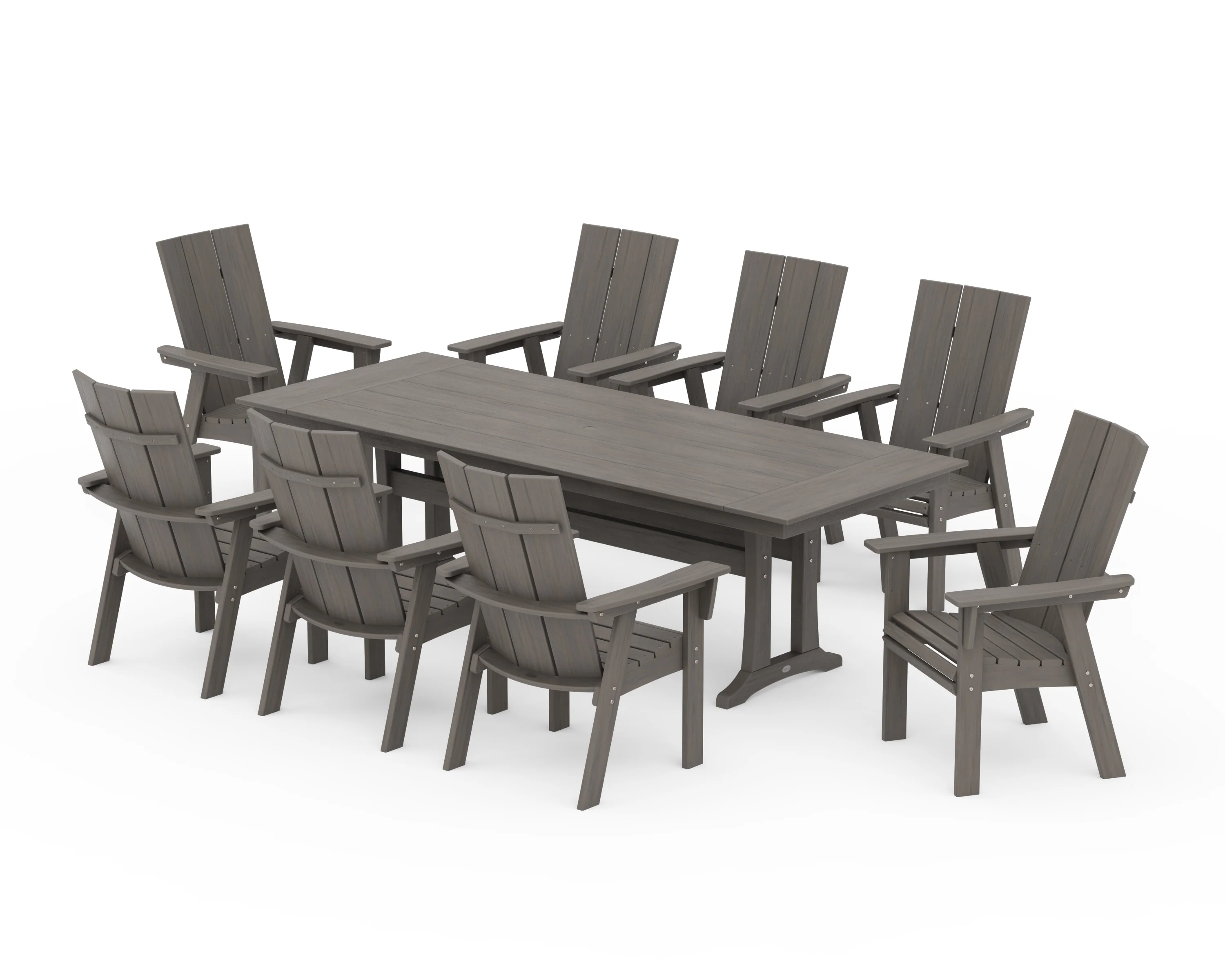 Modern Curveback Adirondack 9-Piece Farmhouse Dining Set with Trestle Legs - Image 13