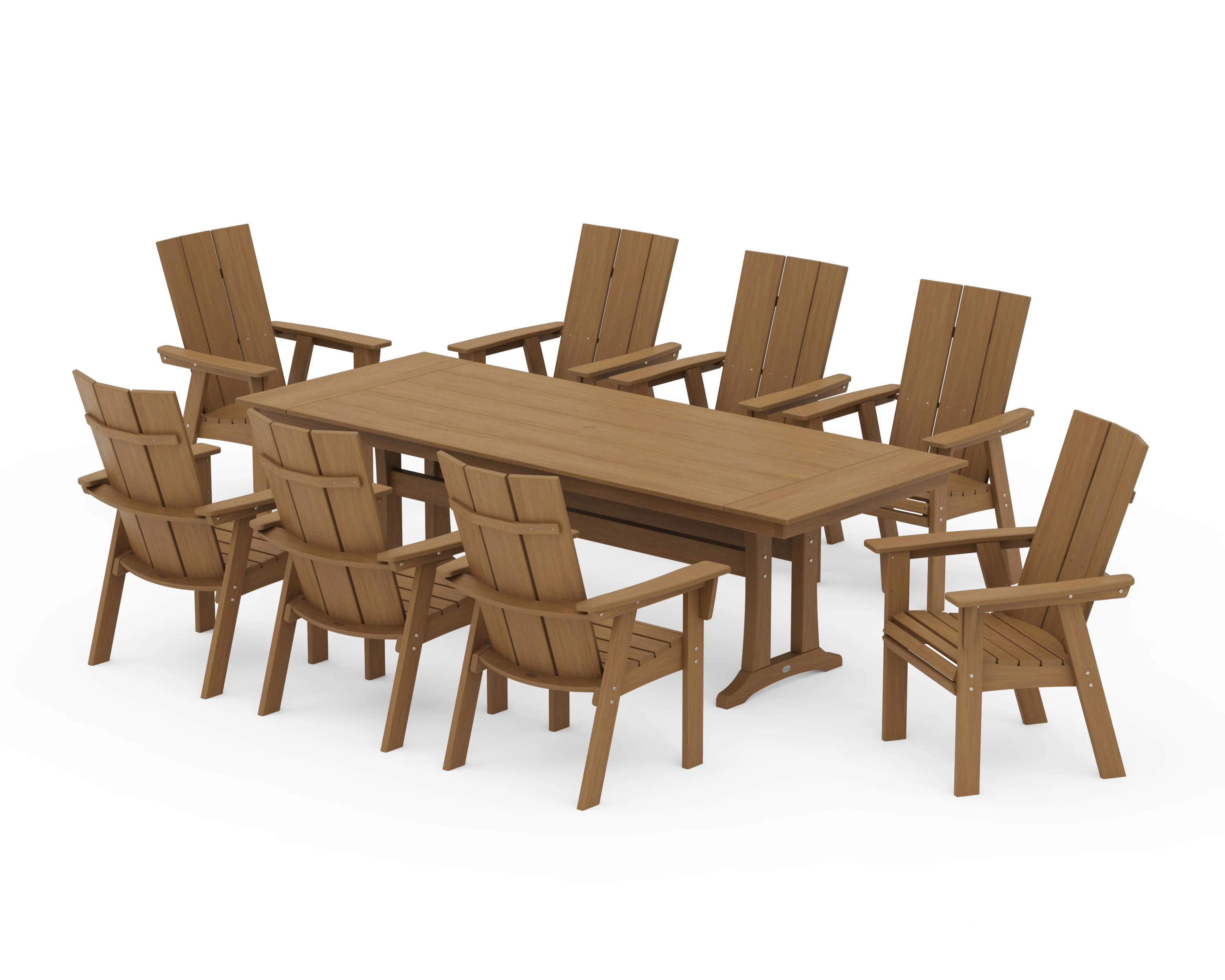 Modern Curveback Adirondack 9-Piece Farmhouse Dining Set with Trestle Legs - Image 15