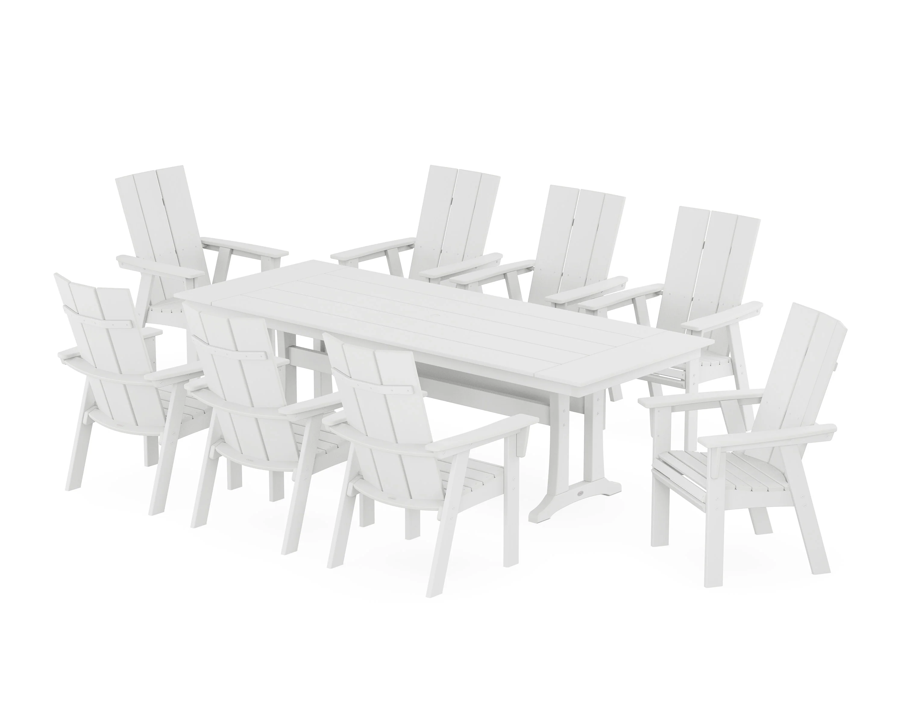 Modern Curveback Adirondack 9-Piece Farmhouse Dining Set with Trestle Legs - Image 4