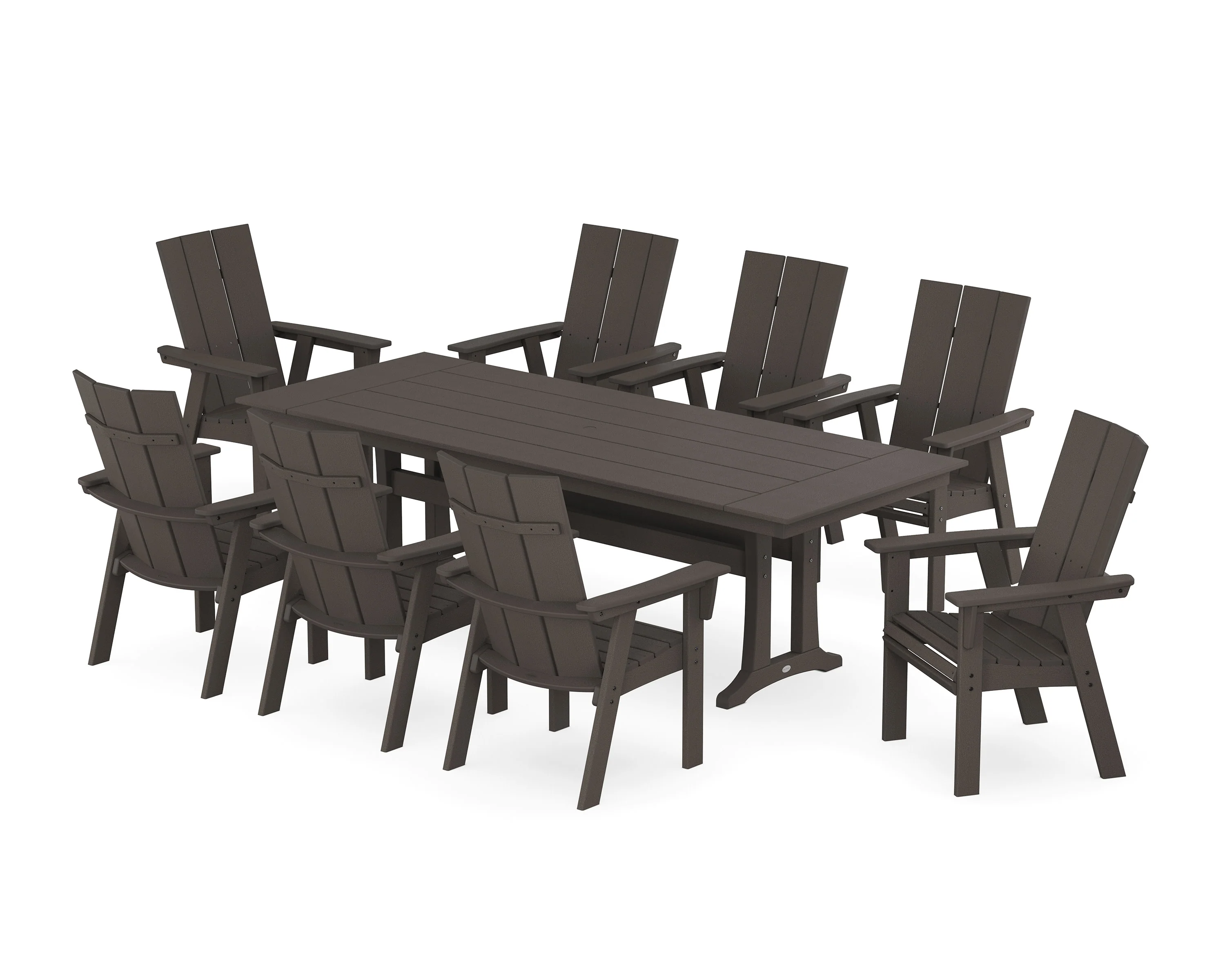 Modern Curveback Adirondack 9-Piece Farmhouse Dining Set with Trestle Legs - Image 5