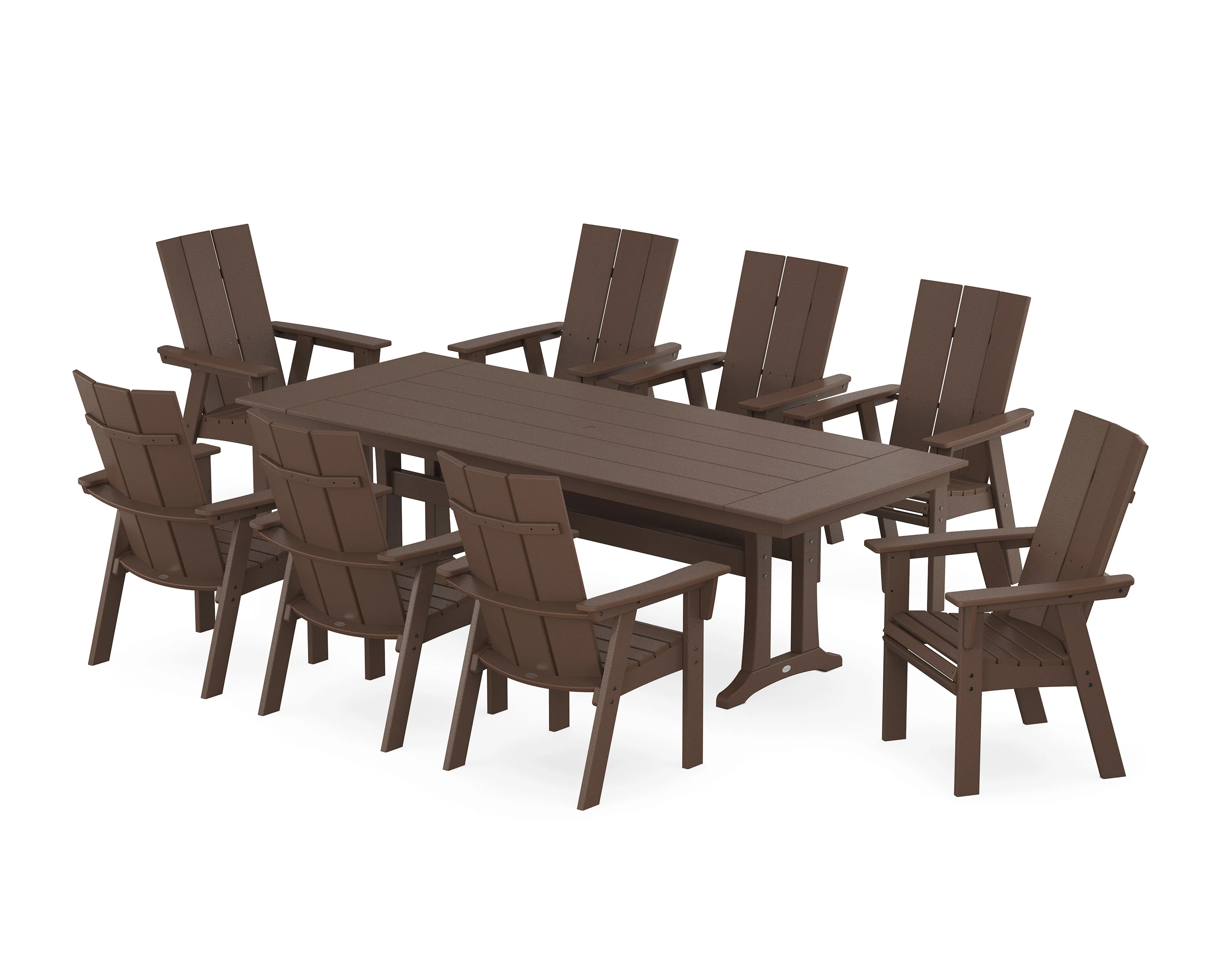 Modern Curveback Adirondack 9-Piece Farmhouse Dining Set with Trestle Legs - Image 6