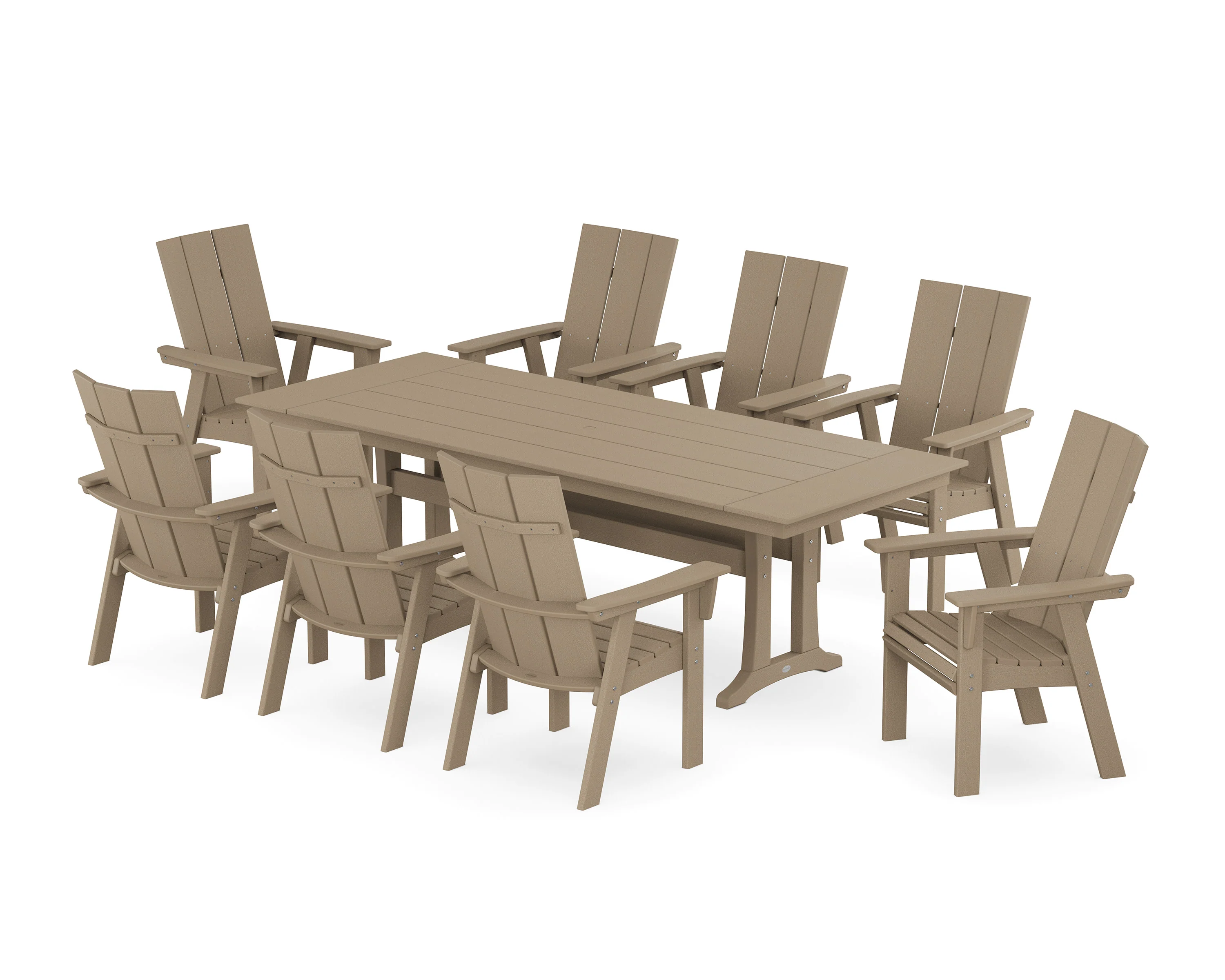 Modern Curveback Adirondack 9-Piece Farmhouse Dining Set with Trestle Legs - Image 7