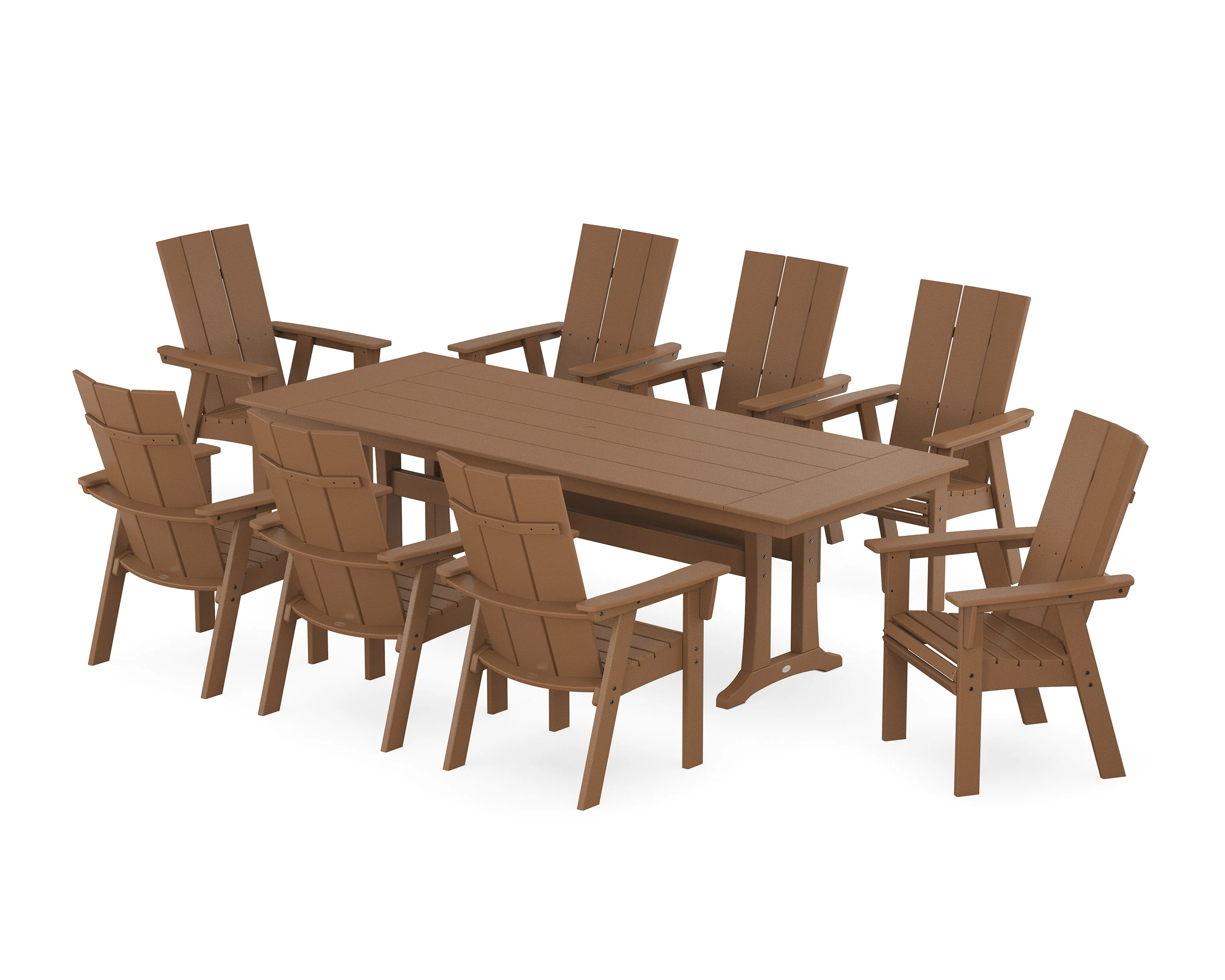 Modern Curveback Adirondack 9-Piece Farmhouse Dining Set with Trestle Legs - Image 9