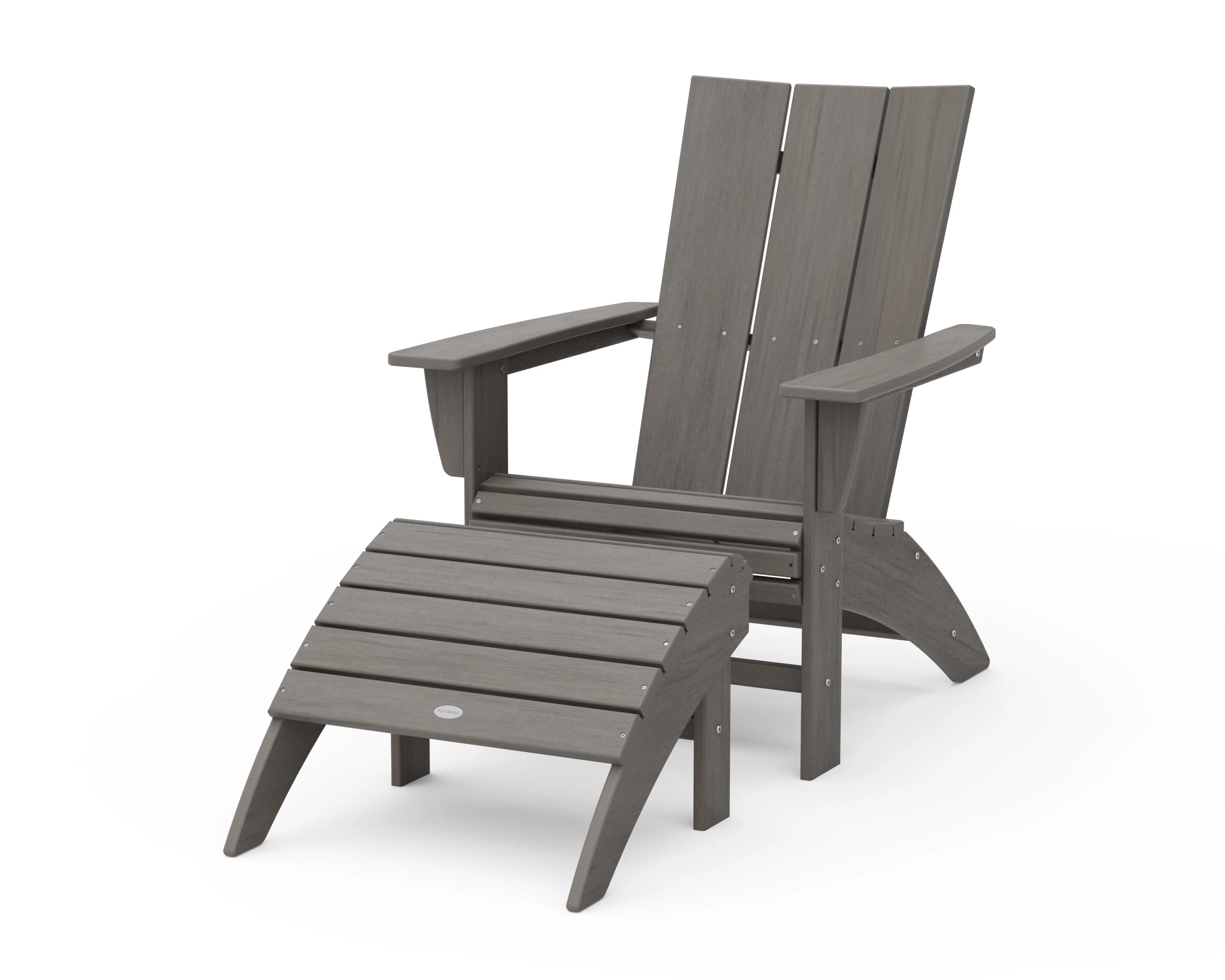 Modern Curveback Adirondack Chair 2-Piece Set with Ottoman - Image 18
