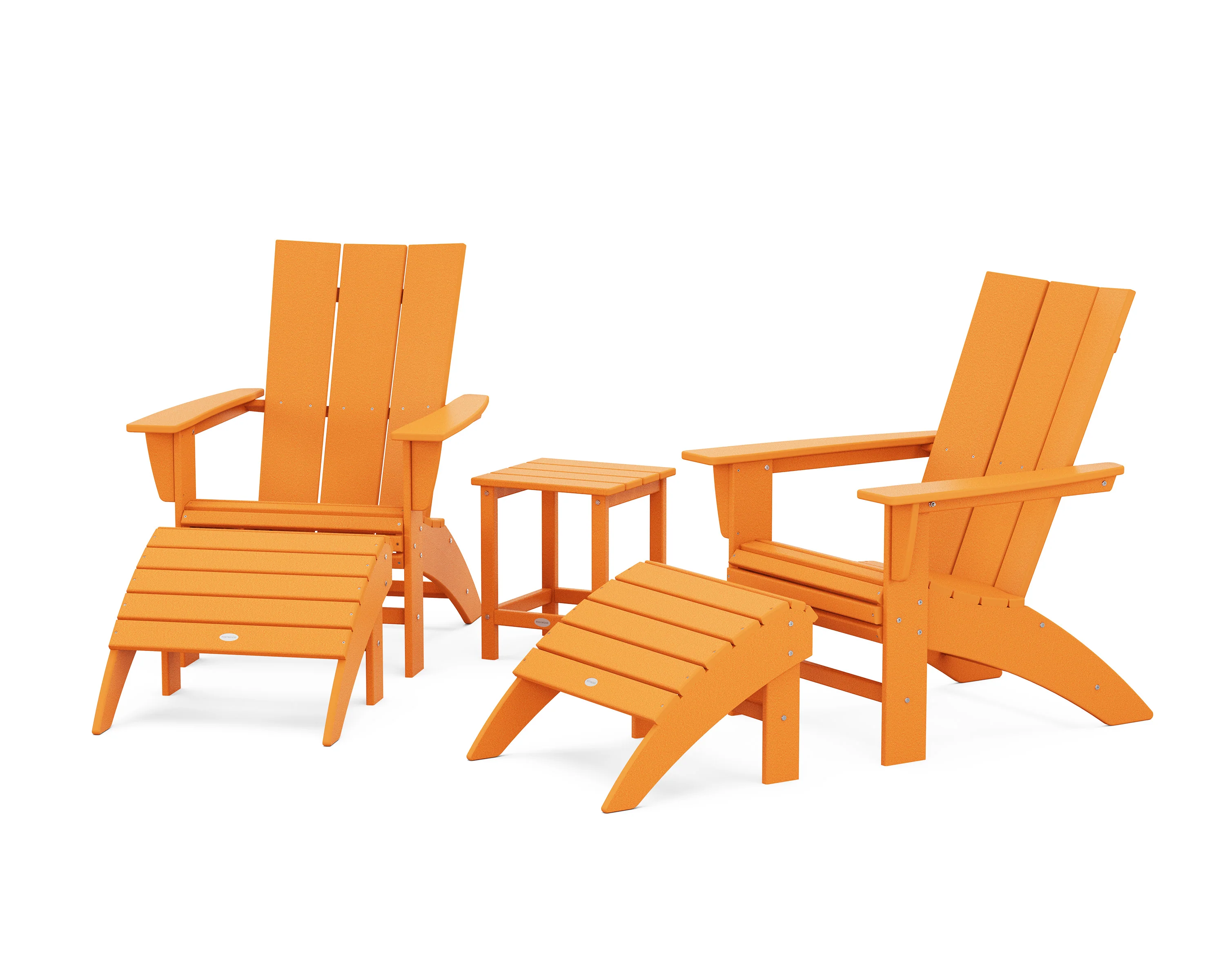 Modern Curveback Adirondack Chair 5-Piece Set with Ottomans and 18" Side Table - Image 10