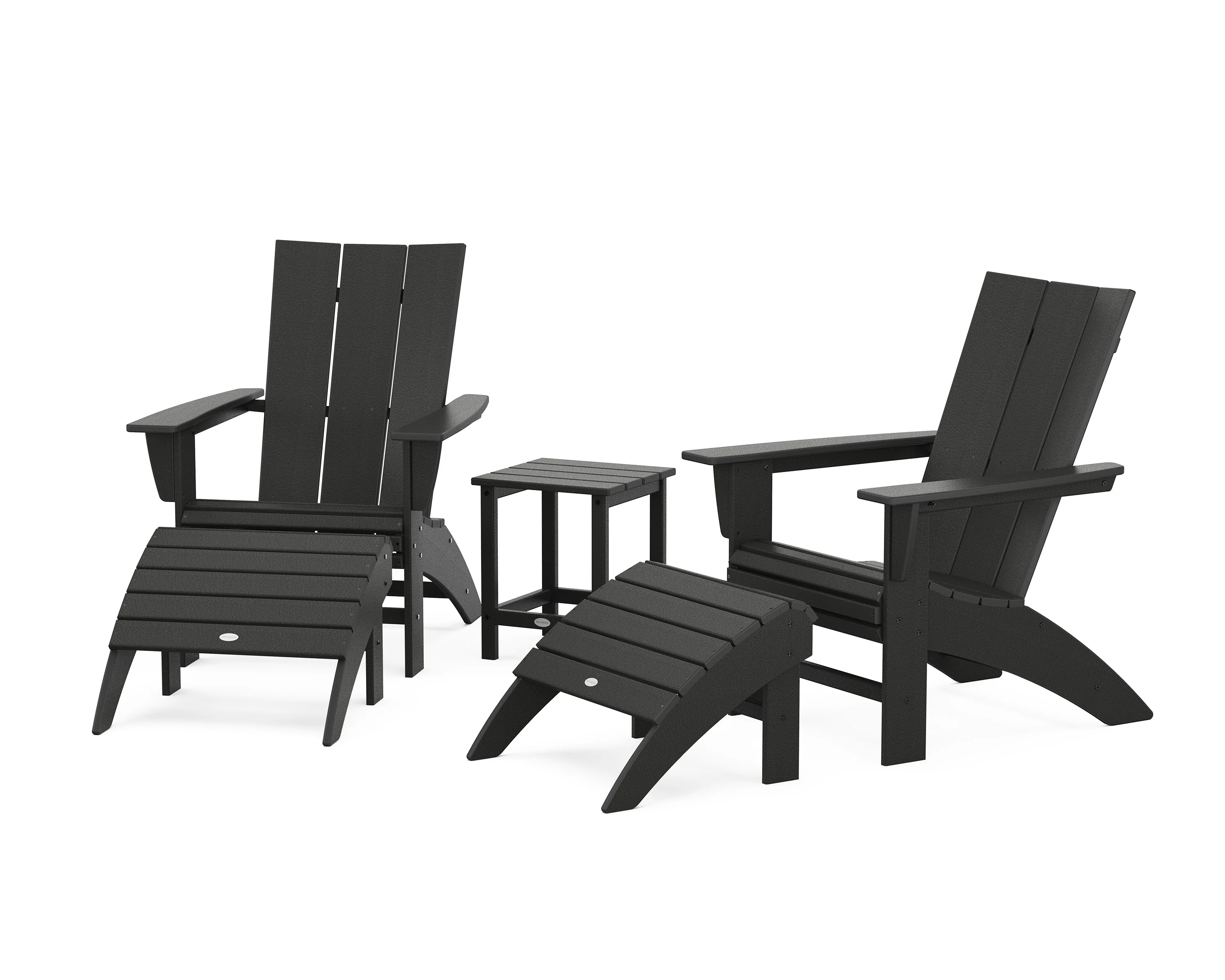 Modern Curveback Adirondack Chair 5-Piece Set with Ottomans and 18" Side Table - Image 12
