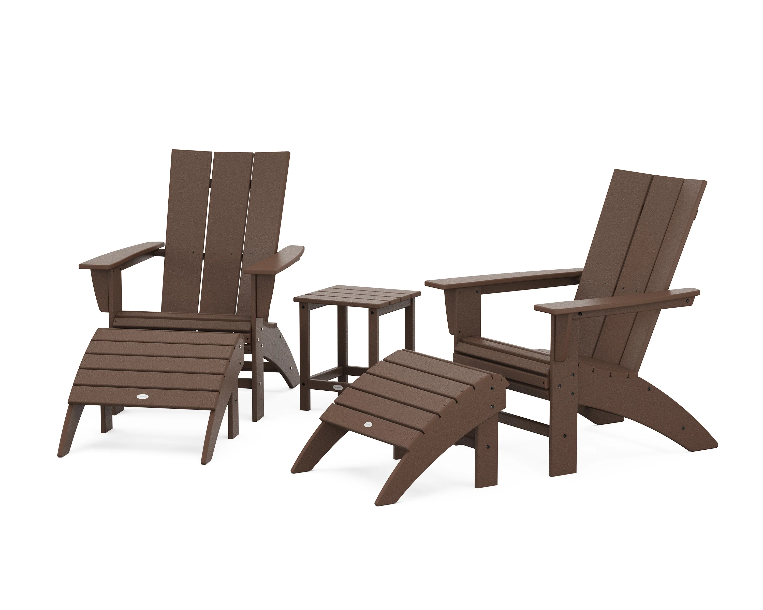 Modern Curveback Adirondack Chair 5-Piece Set with Ottomans and 18" Side Table - Image 13