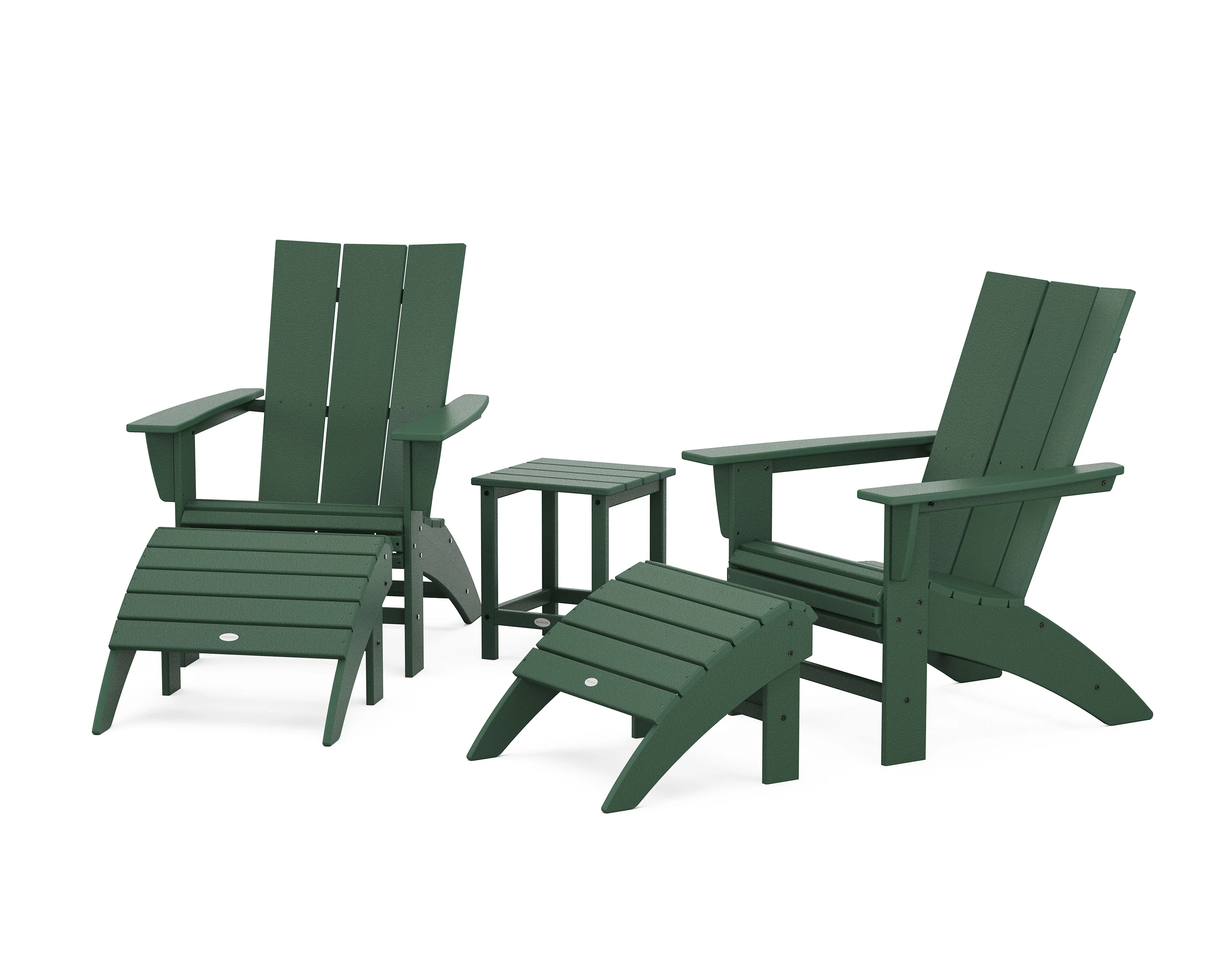Modern Curveback Adirondack Chair 5-Piece Set with Ottomans and 18" Side Table - Image 14