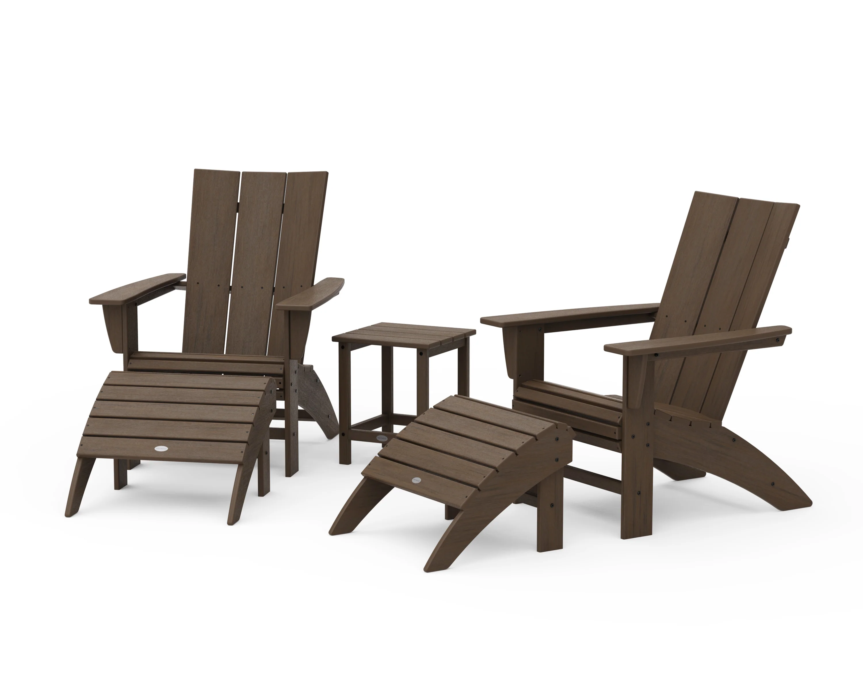 Modern Curveback Adirondack Chair 5-Piece Set with Ottomans and 18" Side Table - Image 16
